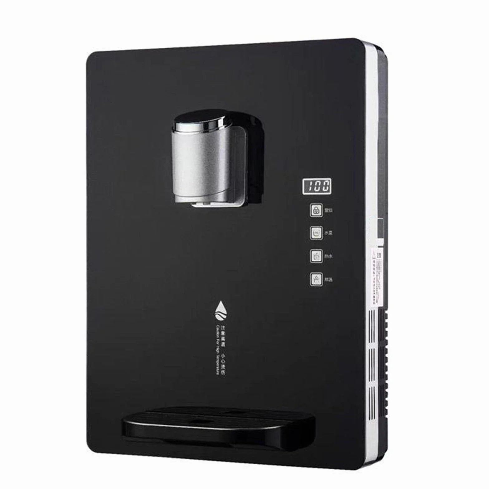 Dispensador de agua de pared con alimentación de red, calentador de agua potable, con bloqueo electrónico for niños, control táctil, for agua caliente y fría, ideal for comedores, hogar(Black)