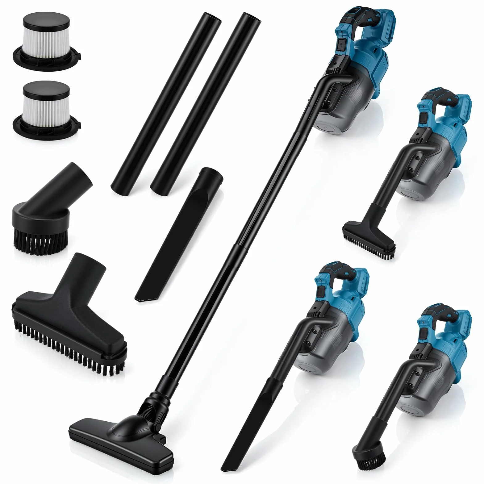 Aspiradora con batería para baterías Makita de 18 V, 10000 Pa 4 en 1, aspiradora de mano portátil, aspiradora de 140 W, aspiradora inalámbrica con vaso grande de 0,75 l, para pelo de animales