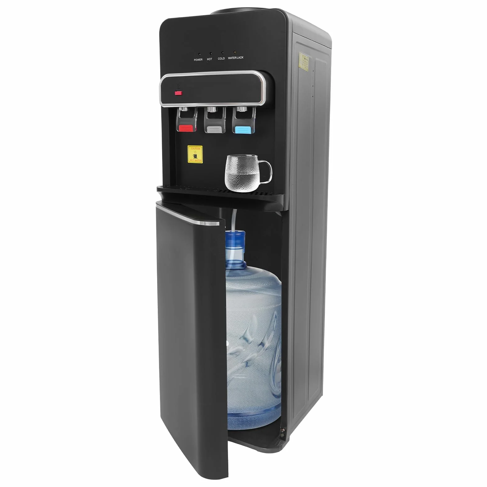 Dispensador de agua eléctrico, dispensador de agua caliente, dispensador de agua fría, dispensador de agua de pie para oficina, cocina, hogar (negro)