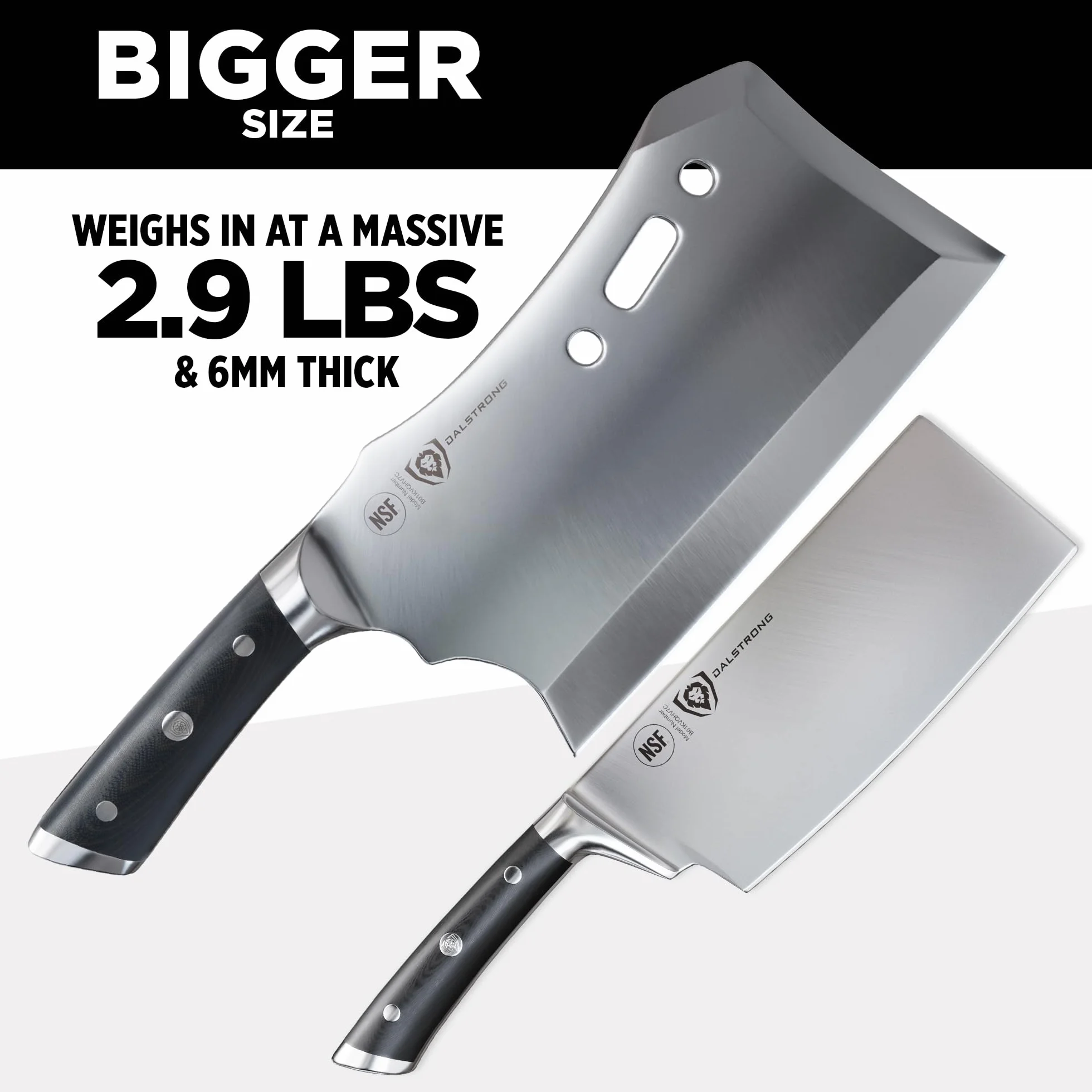 Dalstrong Obliterator Meat Cleaver - 9" - Gladiator Series R - Stand and Sheath Included - Razor Sharp Massive Heavy Duty - 3lbs - 6mm Thickness - 7CR17MOV High Carbon Steel - NSF Certified