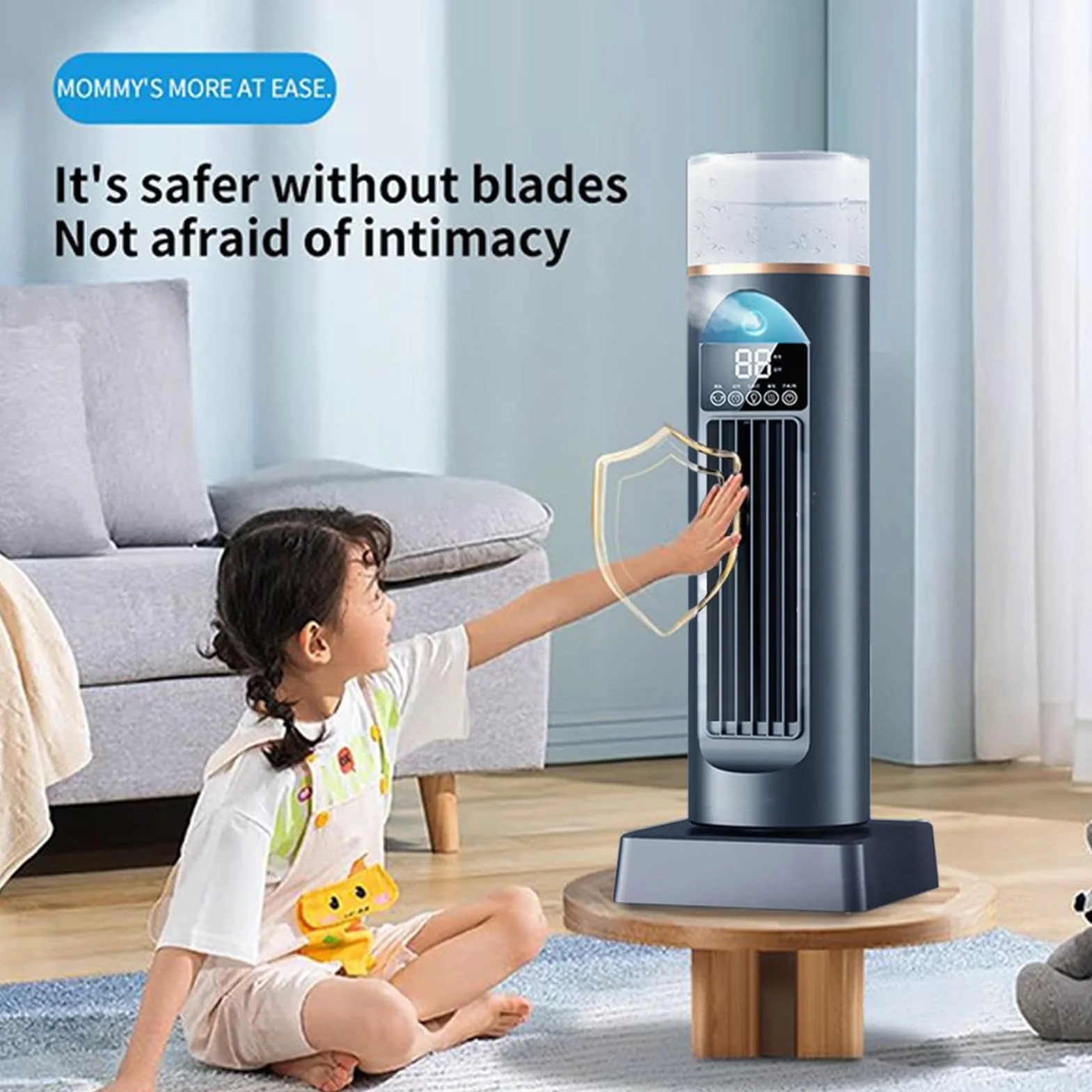 Ventilador Torre Para Dormitorio Soplador Silencioso Sin Aspas 6 | Ventilador Habitación Oscilante 110 Grados Para Hombres Mujeres Interior Escritorio Hogar Oficina