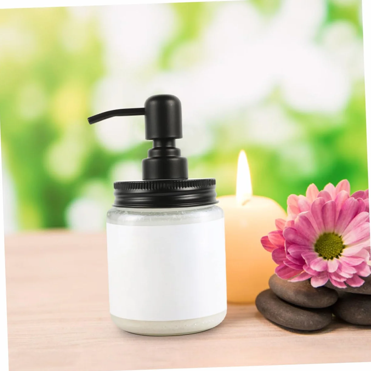 Cabilock 4 Tapas Dispensadoras de Bomba para Frascos Mason, Acero Inoxidable, para Jabón Líquido y Loción, Control de Dosis, Estilo Rústico, Adecuado para Baño y Cocina
