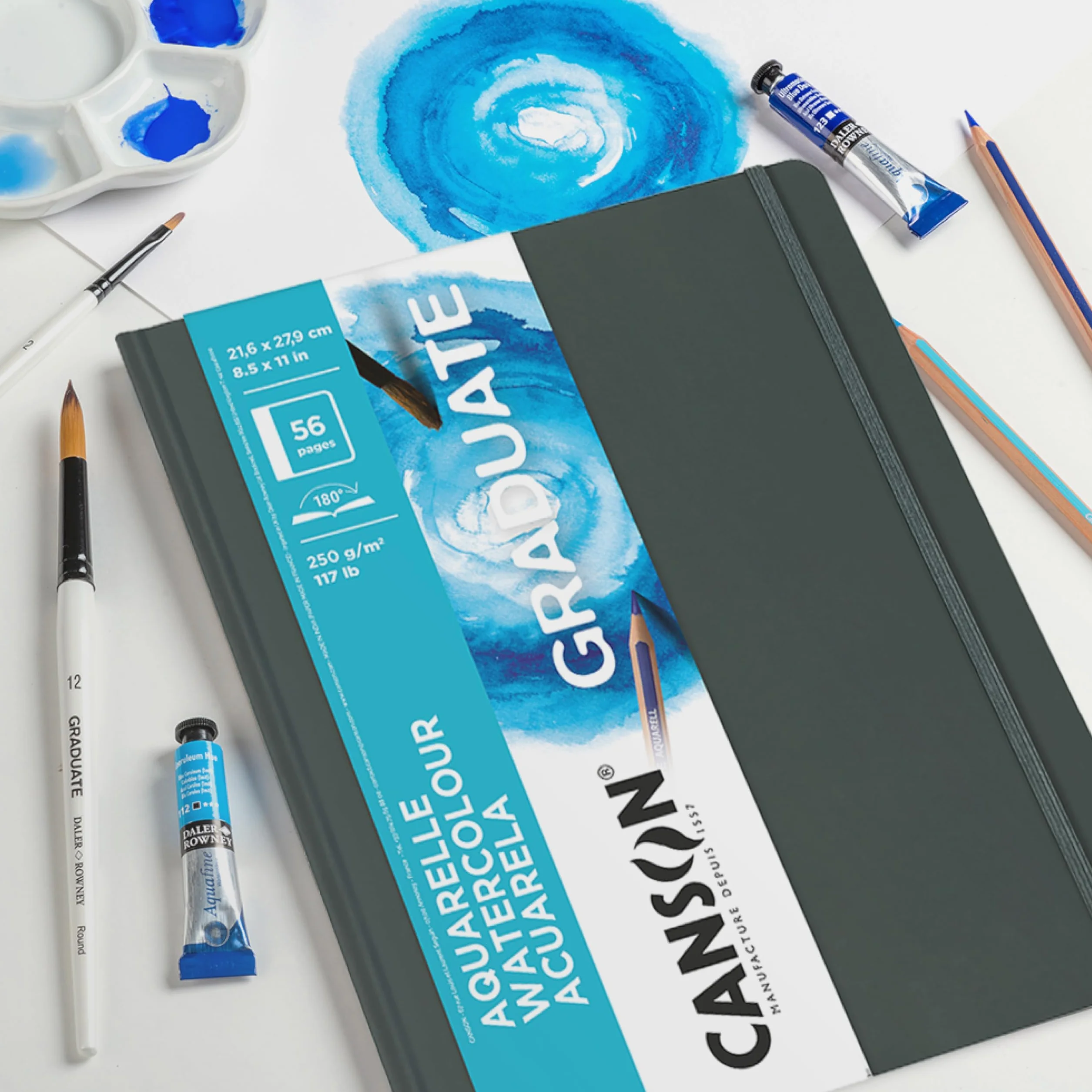 Canson Graduate Cuaderno de dibujo 250gsm 21,6x27,9cm Blanco 56 hojas tapa dura