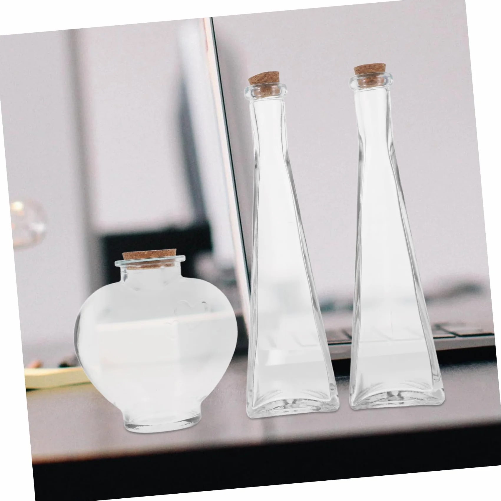 Botellas Decorativas de Cristal para Ceremonias de Boda, Juego de 3 Tarros de Arena con Forma de Corazón
