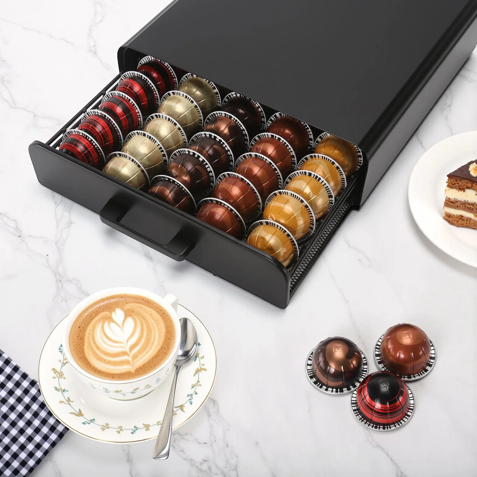 Soporte para Cápsulas de Café Vertuo Dispensador Organizador Cajón Almacenar 40 Capacidad