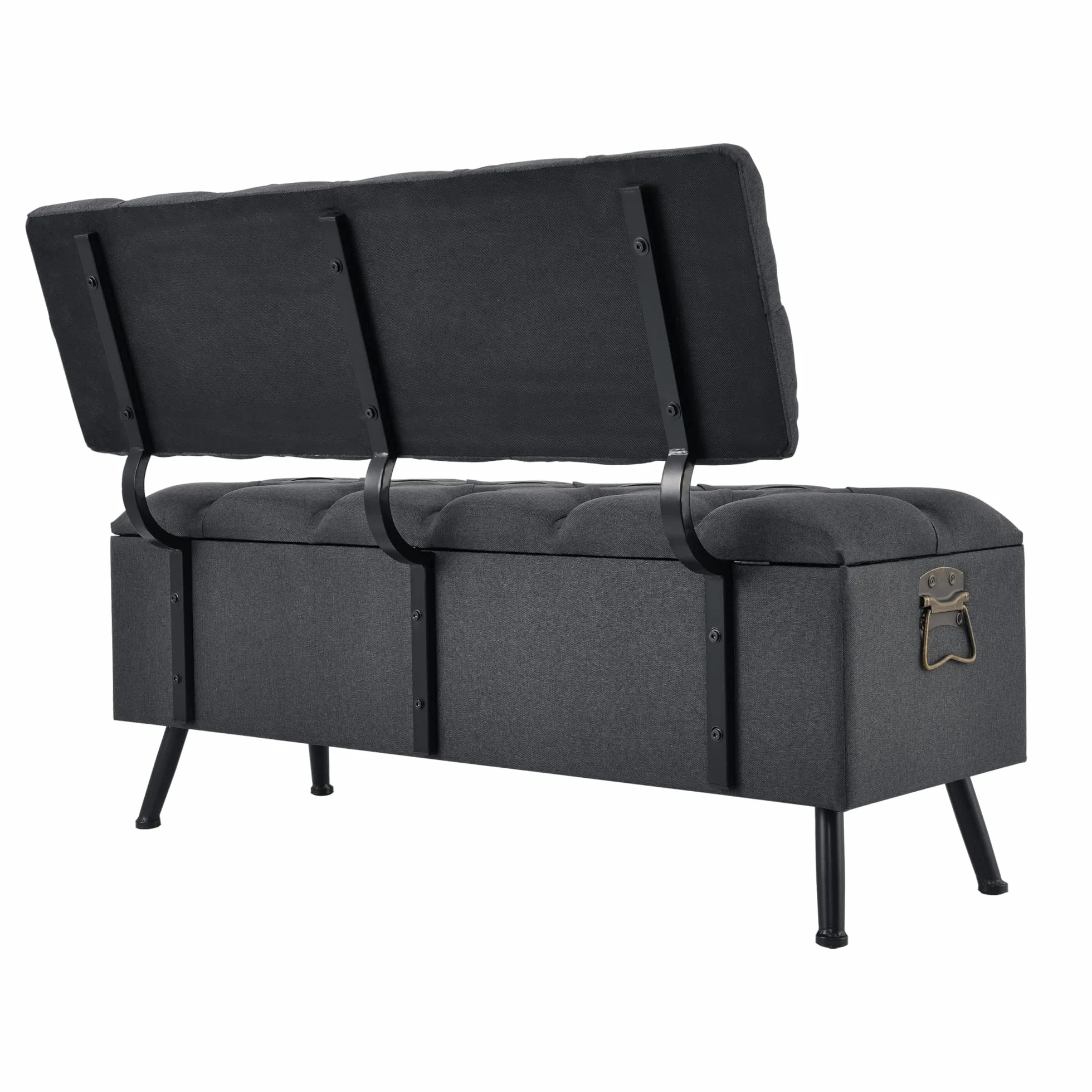 [en.casa] Banco Tapizado 110 x 48 x 75 cm Asiento Cómodo Banqueta Puf Acolchado Pasillo Salón Dormitorio Gris Oscuro
