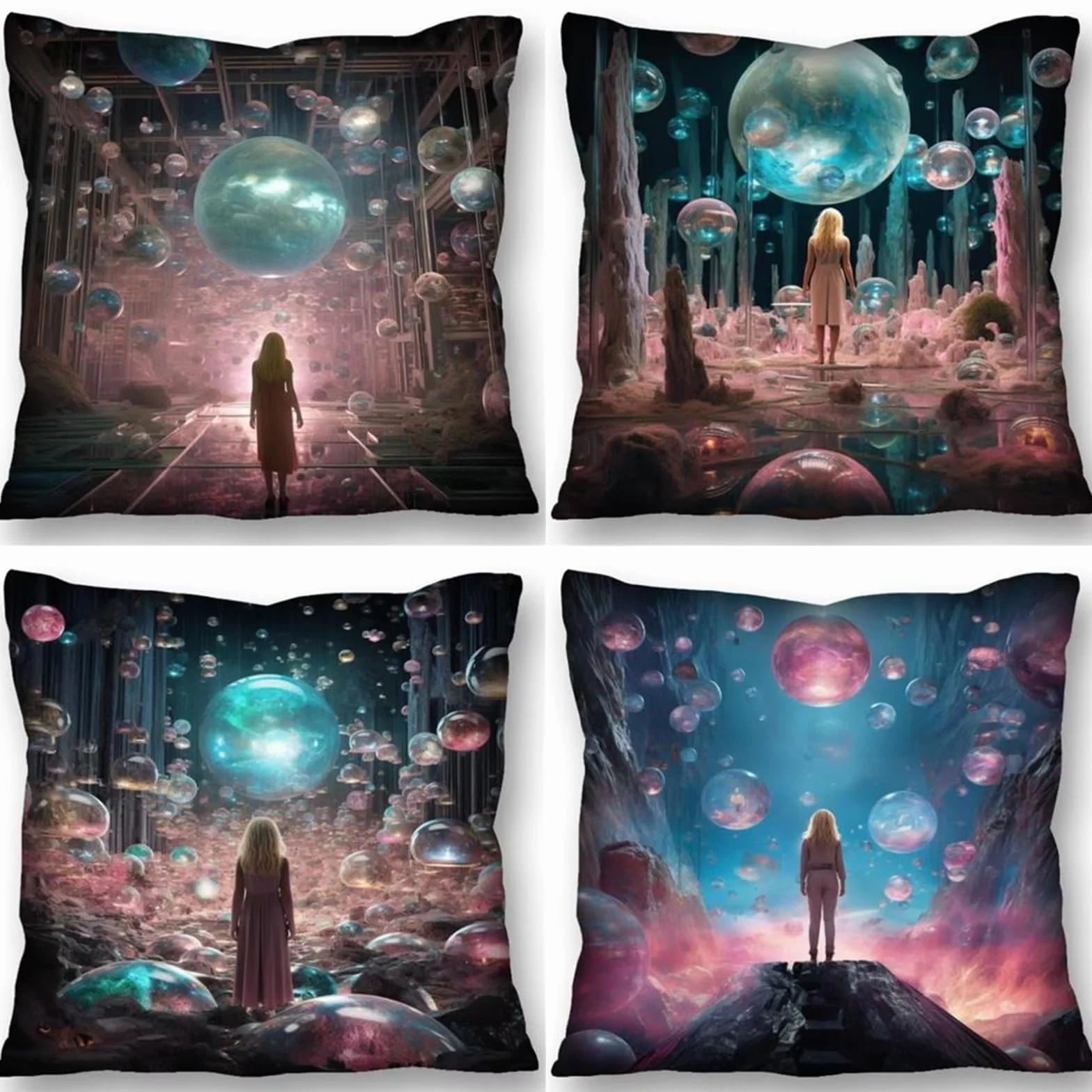 Fundas Cojines 70x70 cm Cojines Grandes Rosa - Bolas. Cojines Decorativos para Sofá y Cama, Cojines Cama Decorativos para Sala de Estar, Coche - Juego de 4 Fundas de Exterior Almohada Decorativos.