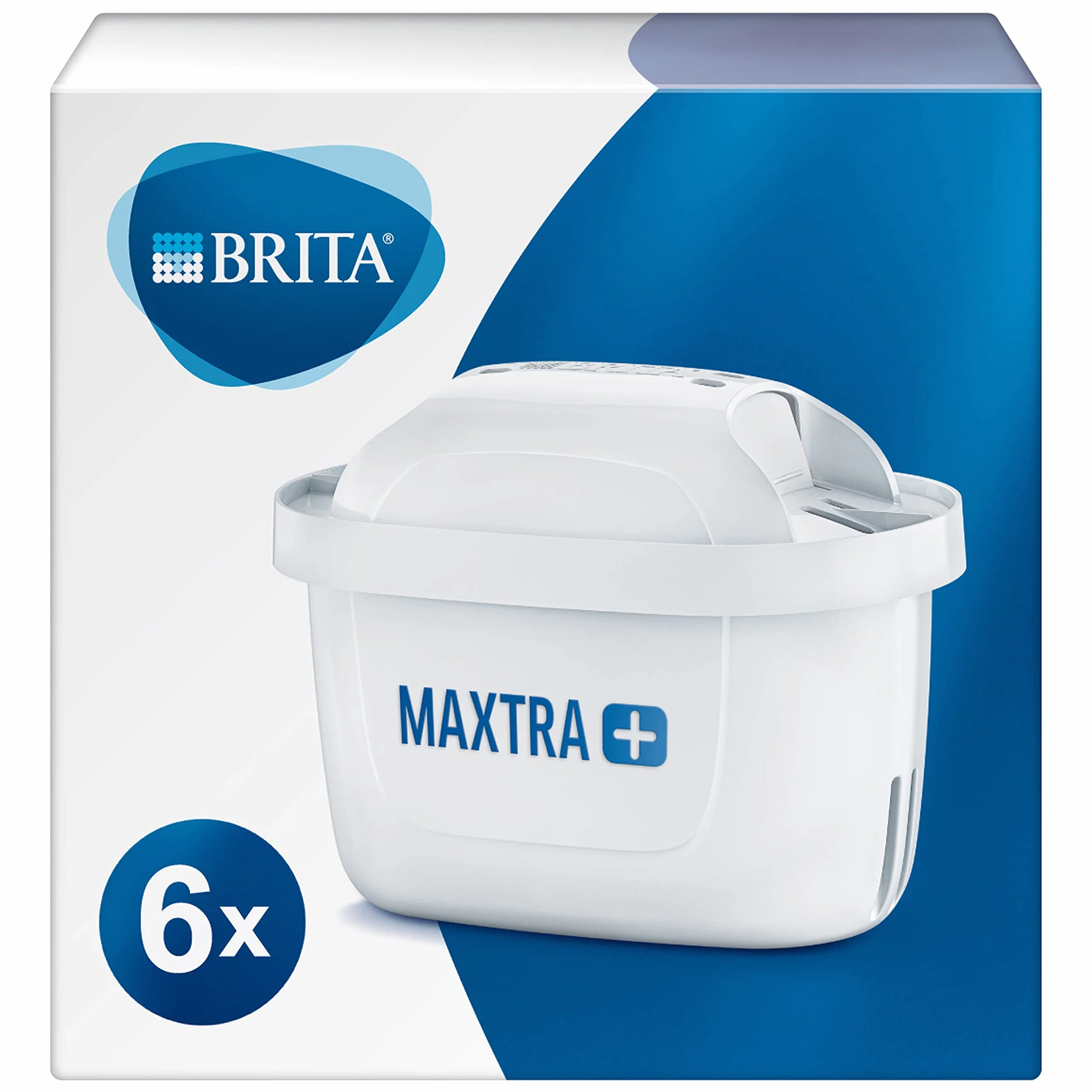 BRITA MAXTRA + Pack 6 cartuchos de filtro de agua, compatible con jarras filtrantes BRITA que reducen la cal, el cloro y otras sustancias, Color Blanco