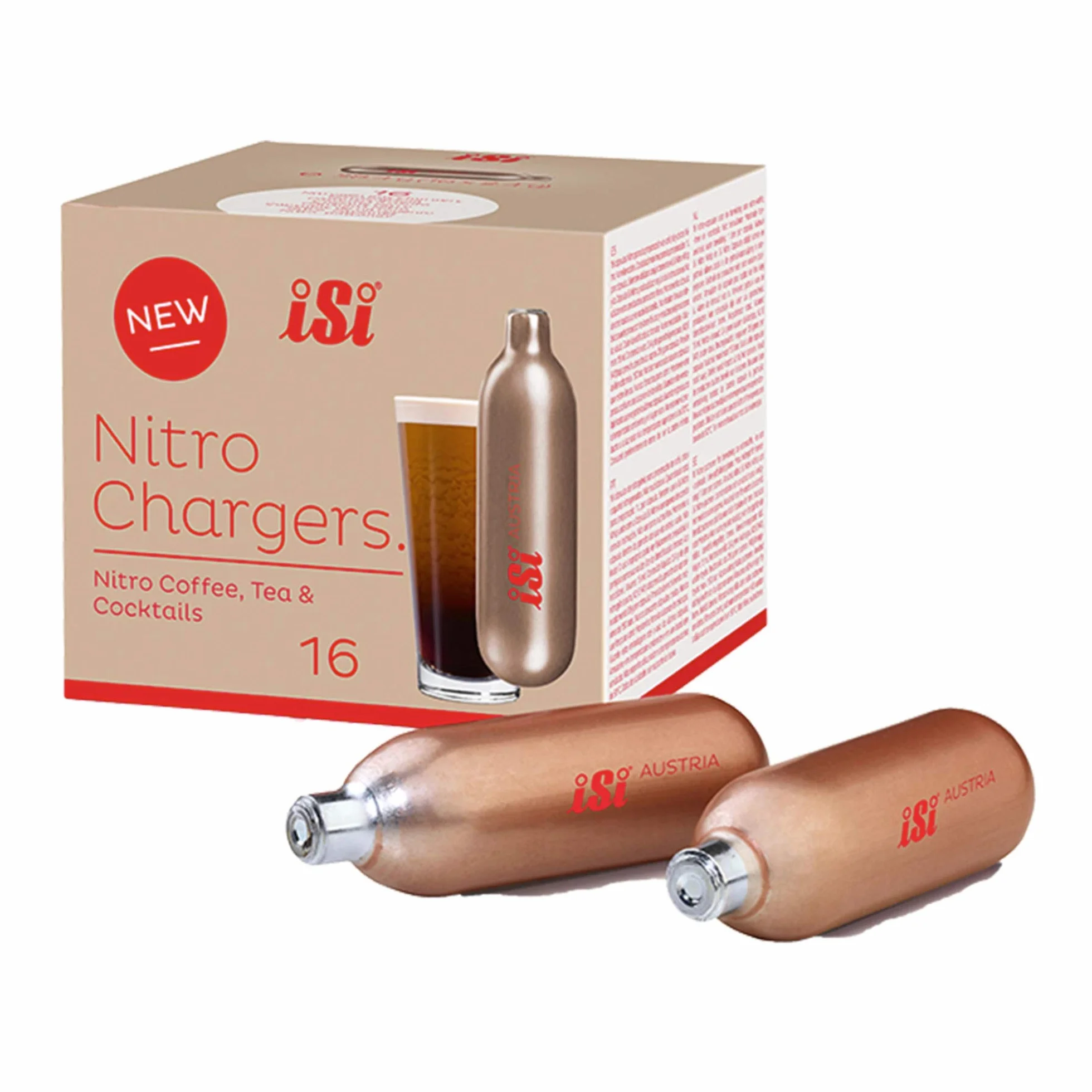 iSi Nitro - Cargador de café de acero marrón, 16 unidades