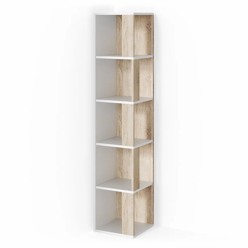 Vicco Estante de Esquina Lio, Sonoma, 33.3 x 162.2 cm, para almacenar Libros y Objetos Decorativos en Esquinas de la habitación