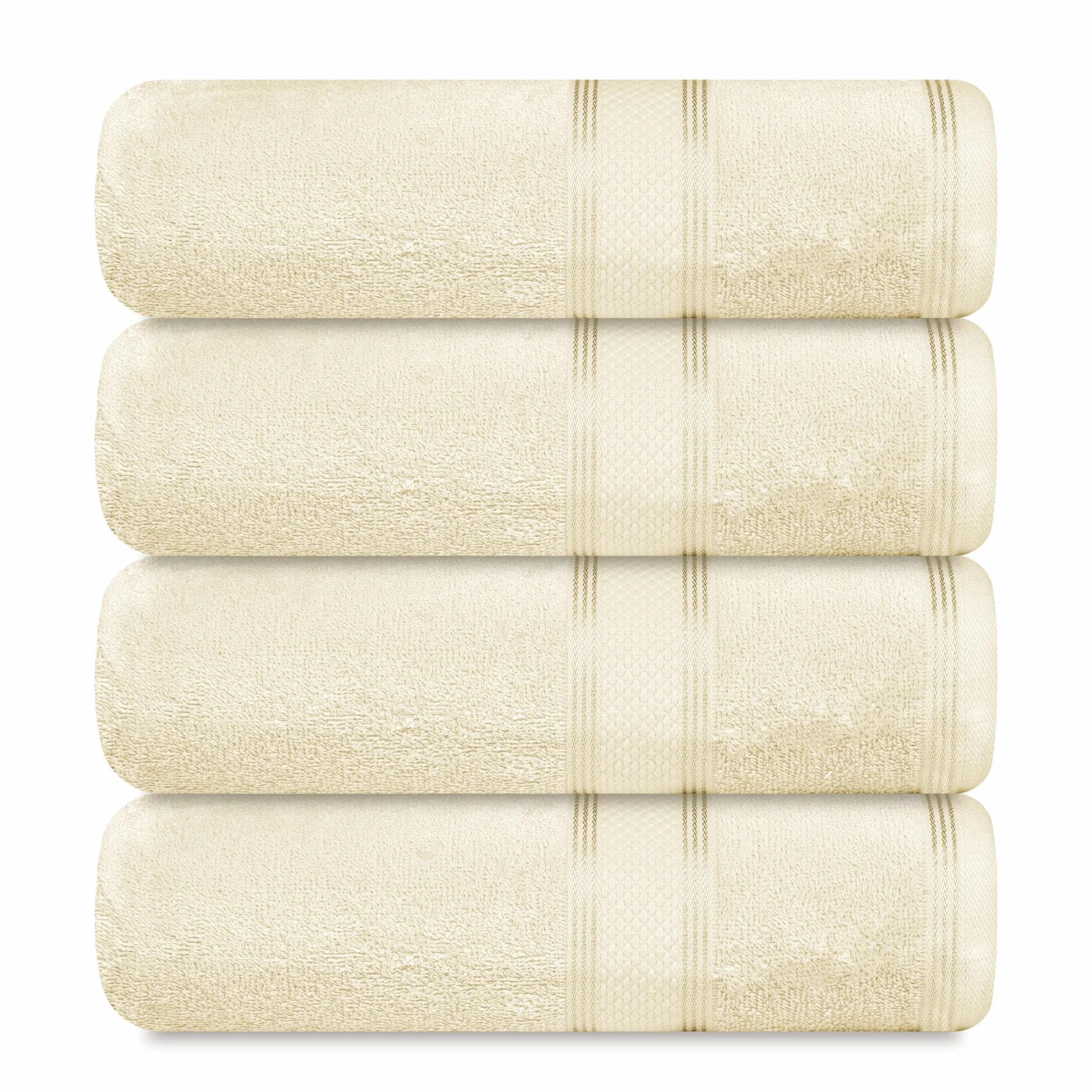 Casa Lino Paquete de 4 toallas de baño de 500 g/m² (27 x 54 pulgadas), 100 % algodón puro, toallas de baño de lujo, ligeras y altamente absorbentes, toallas de secado rápido para baño, para uso diario