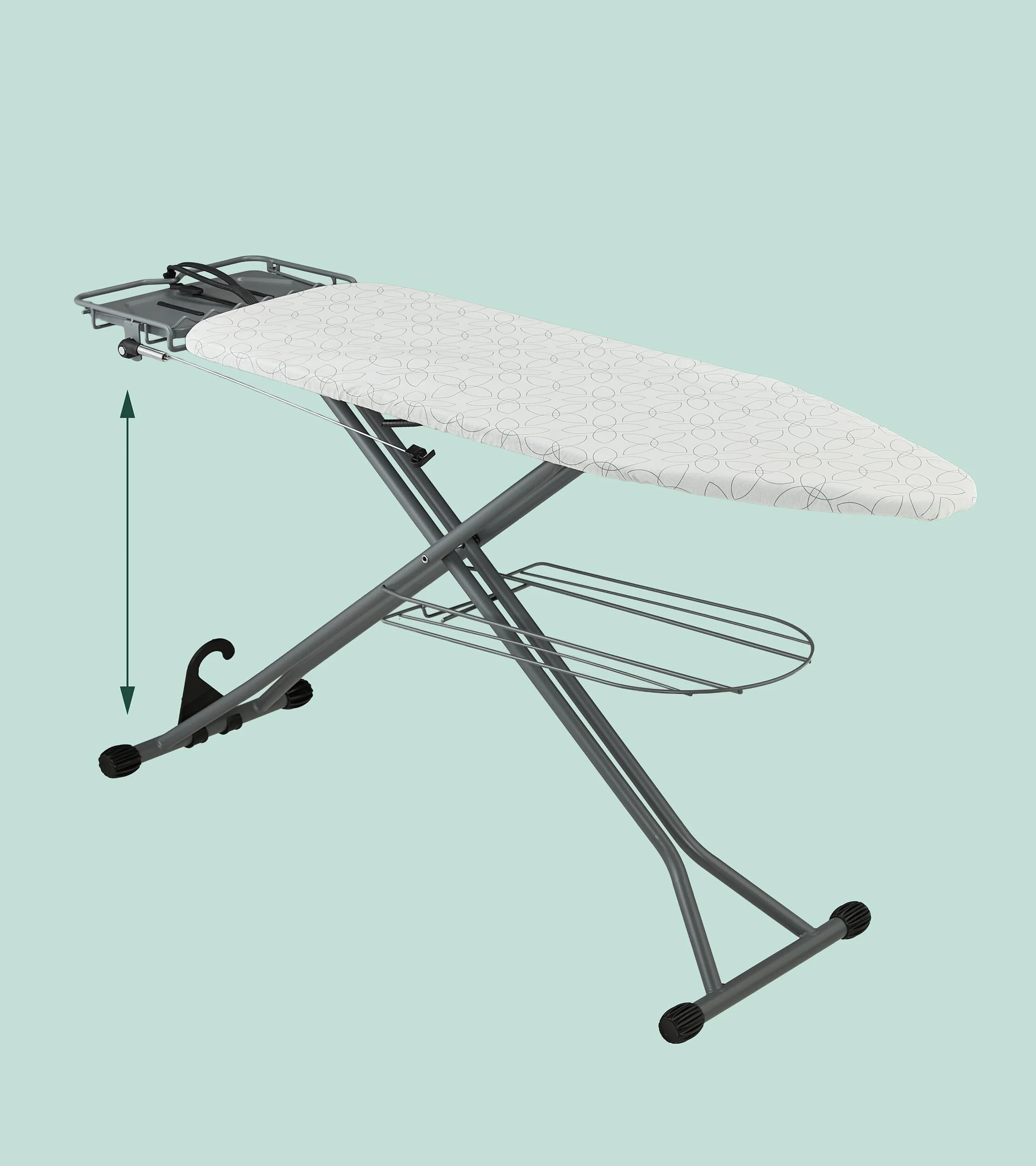 Relaxdays Tabla de Planchar para Plancha de Vapor, 115 x 39 cm, Regulable en Altura, Plegable, Estante, Blanco/Plateado