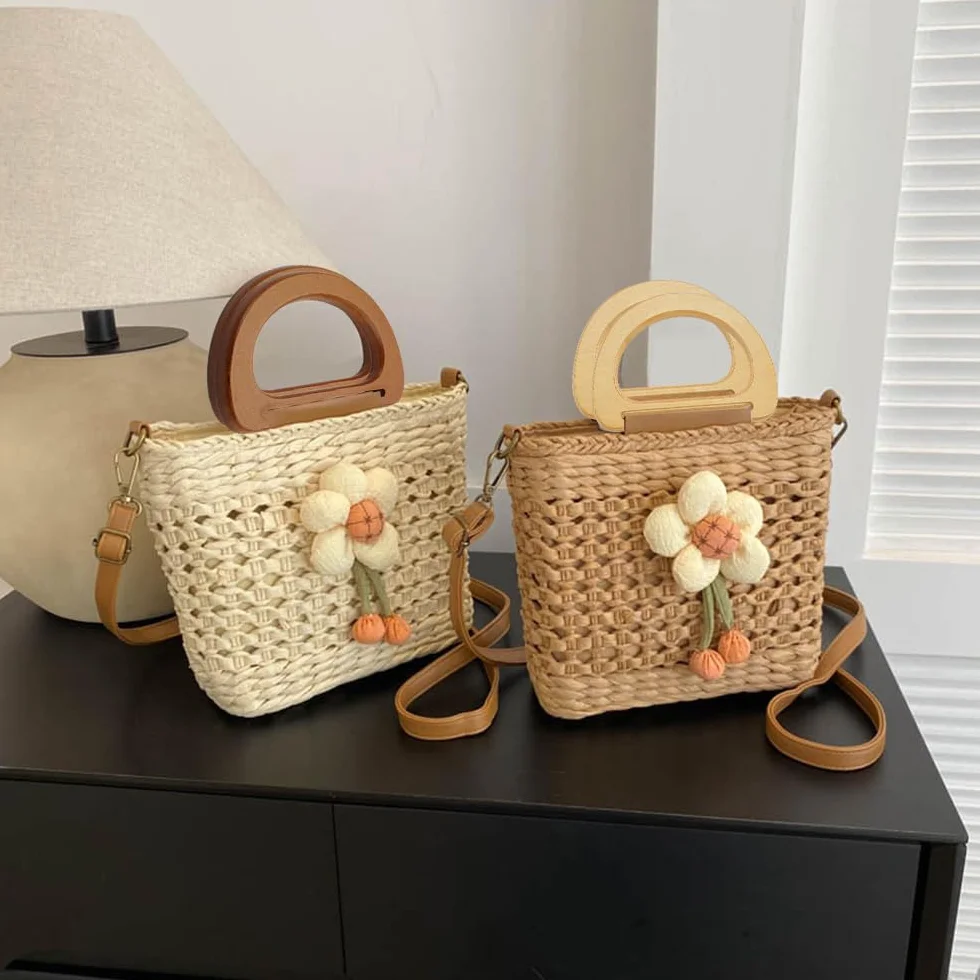 Asas para Bolsos de Madera en Forma de D, 4 Piezas