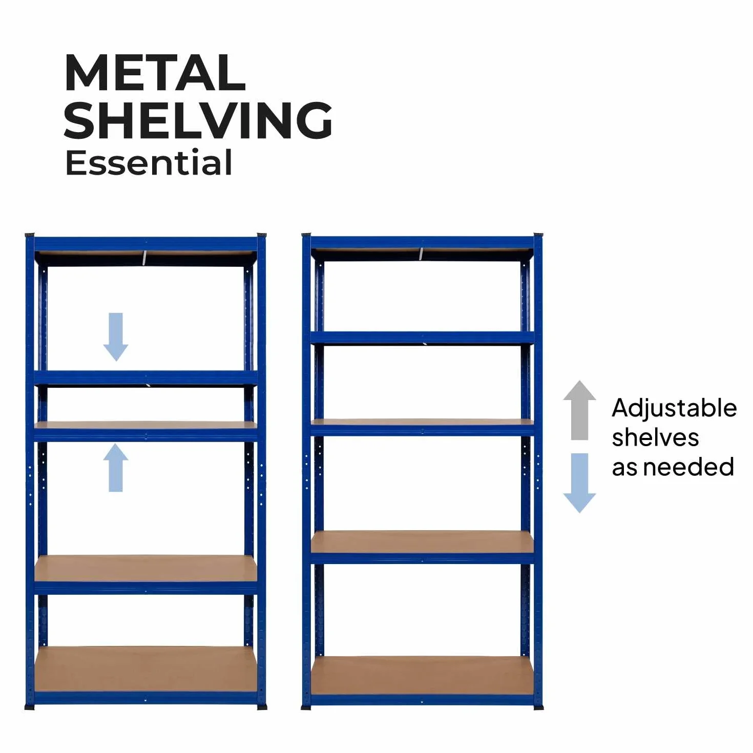 OcioDual Estanteria Metalica Azul Essential, Estanteria Almacenaje Trastero, 180x90x40cm, Estante Cocina, Estanterias Almacenaje Trastero, Estanterias Metalicas Sin Tornillos