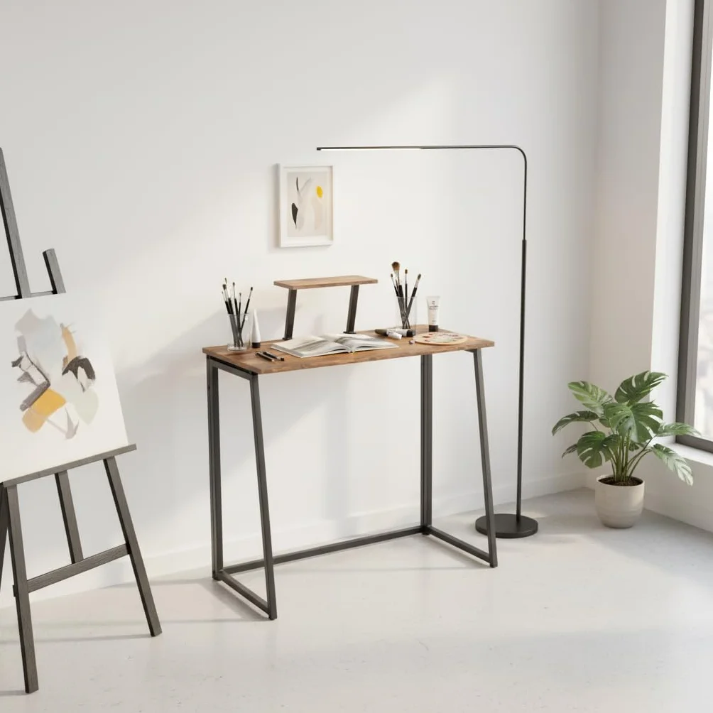 FurnitureR - Mesa Plegable Multiusos para Ocio Creativo, Superficie de Madera con Estante Elevado, Ideal para Dibujo, Artista, Ocio Creativo, fácil de Mover, 80 x 40 x 74 cm