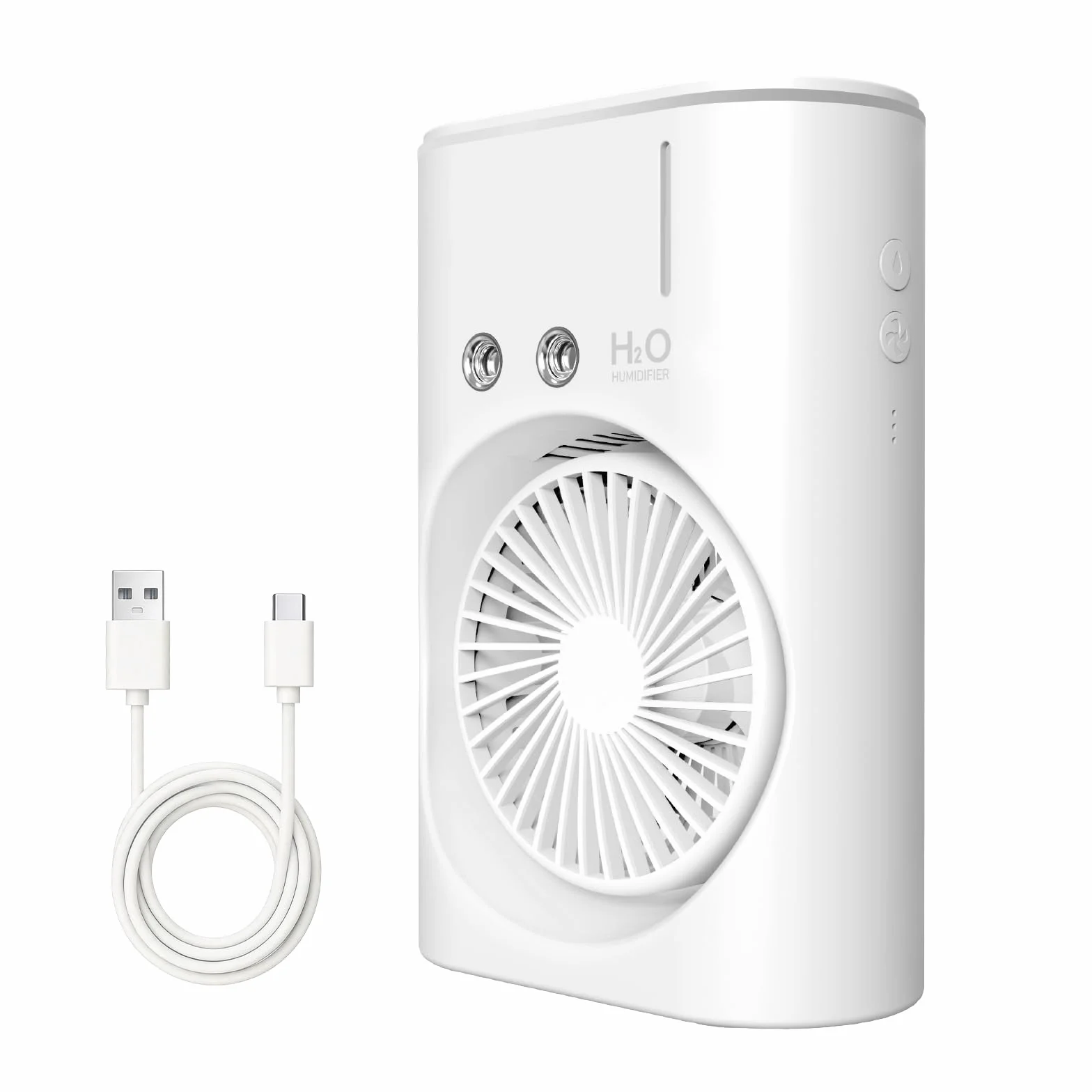 EXTRASTAR Ventilador de niebla portátil, ventilador de carga USB con tanque de agua, iluminación RGB, tanque de 280 ml, ideal para oficina, viajes y actividades de plei