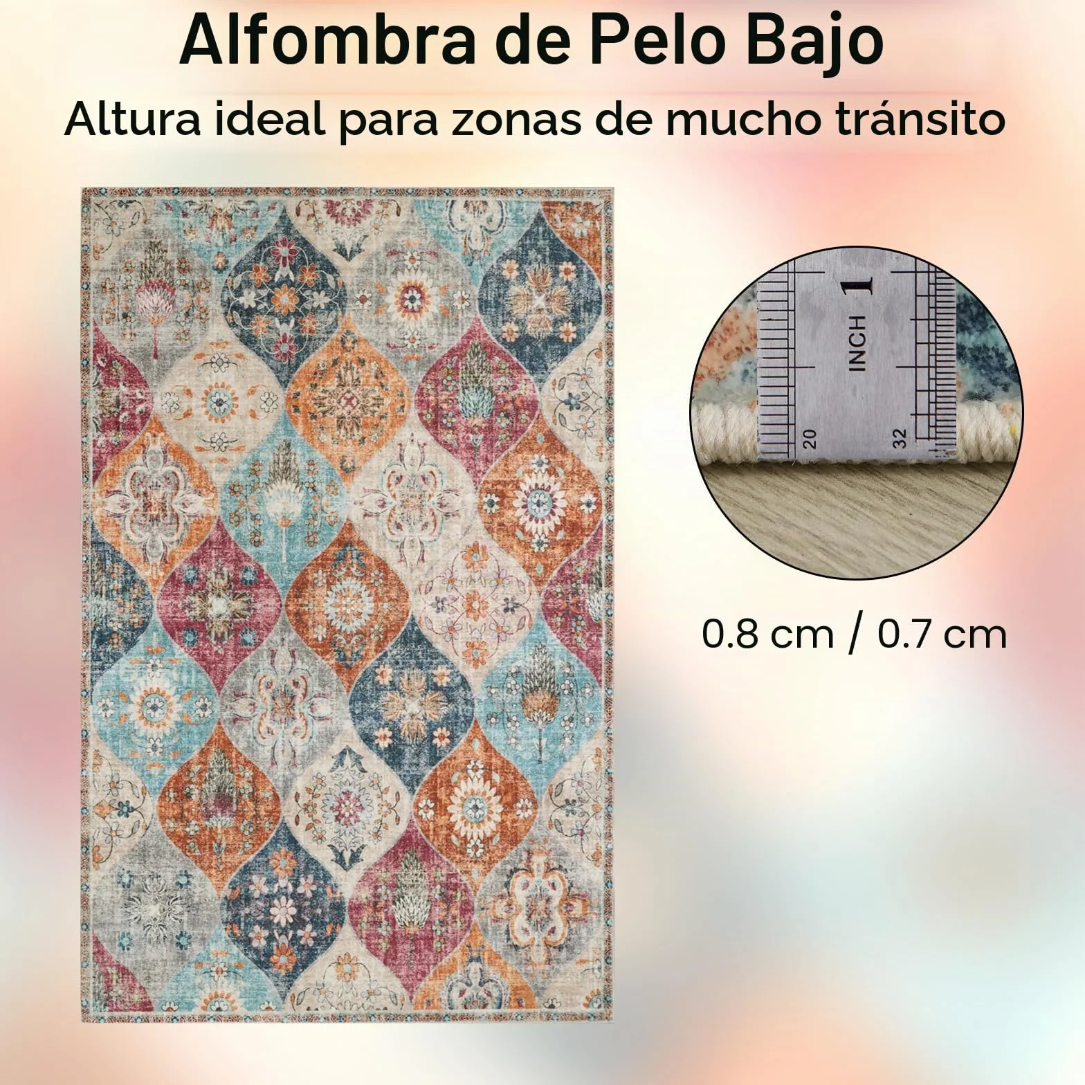 Xfrog Alfombra Bohemia con Flores, Antideslizante, Lavable, ultrasuave, Antigua, de Pelo bajo, para salón, Dormitorio, habitación Infantil - 160 x 230 cm
