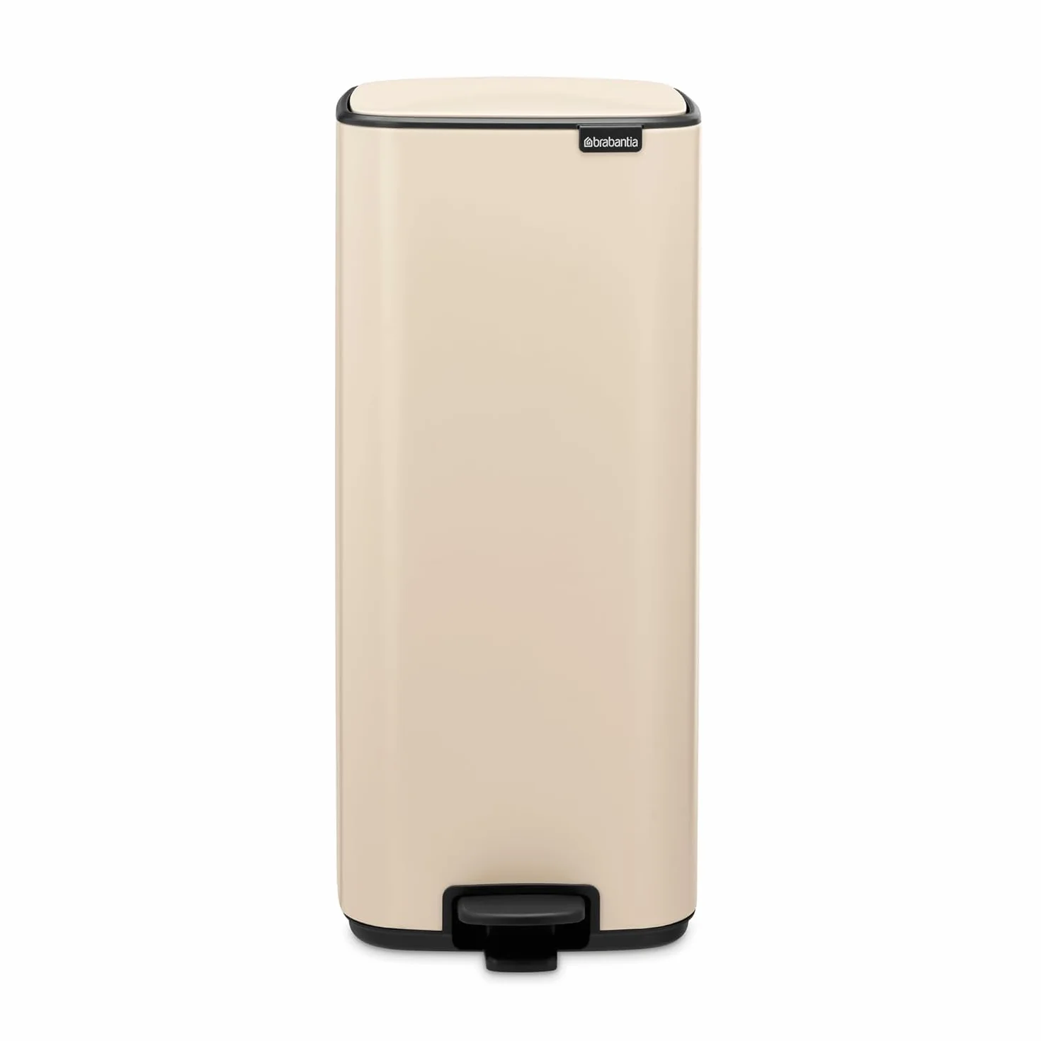 Brabantia Bo Pedal Cubo de basura 30L (beige claro), papelera cocina con diseño compacto y sistema de apertura con pedal, cubo basura reciclaje con cubo extraíble, incluye bolsas PerfectFit