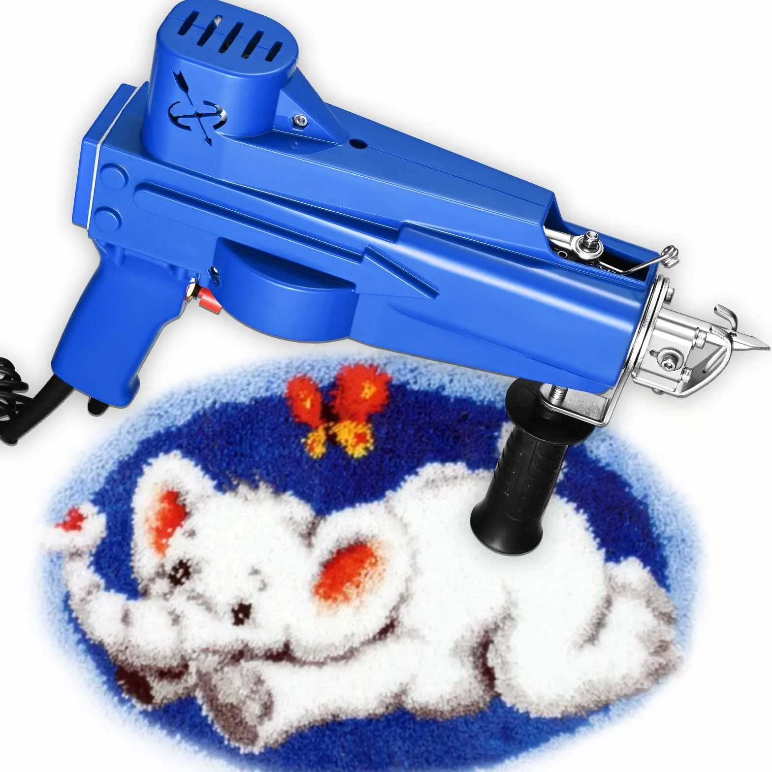 Tufting Gun 2 en 1,Aomdom Cut Pile Loop Pila Pistola de Alfombras 5-40 Puntadas/Seg Máquina de Tejer Alfombras 7-21 mm Rug Tufting de Flocado de alta Velocidad (azul)