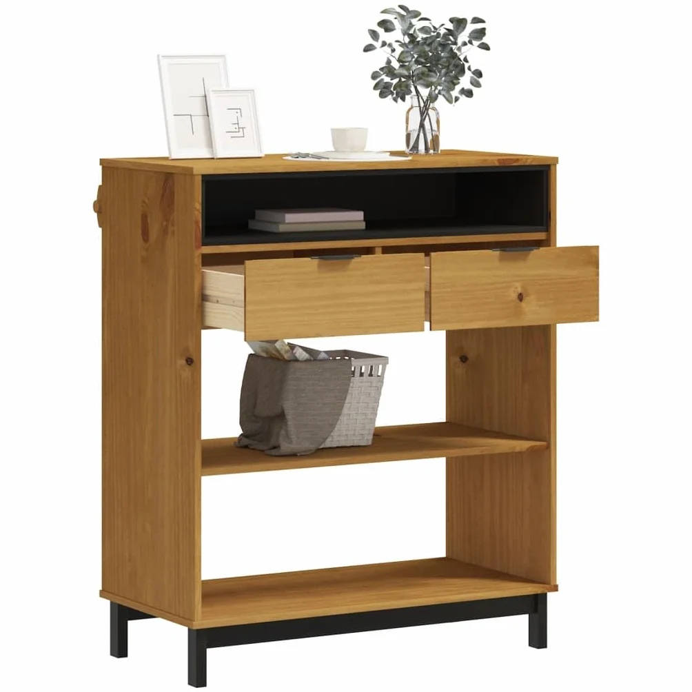Mesa de bar de madera maciza de pino FLAM 92 x 45 x 110 cm, mesa alta con mucho espacio de almacenamiento y tablero fuerte para bebidas y aperitivos