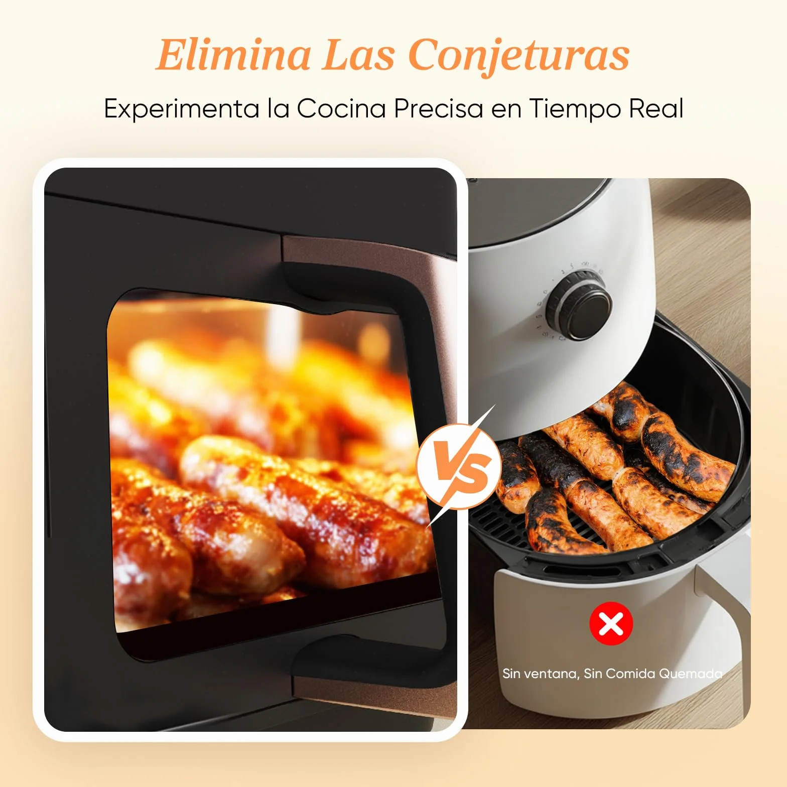 Cosori Freidora de Aire 8,5L, Doble Cesta con Ventana, 10 Funciones, Oro | Ventana para Ver Fácilmente, Interior Metálico Más Seguro, 2 Platos a la Vez, Alta Potencia y 55% de Eficiencia, Bajo Ruido