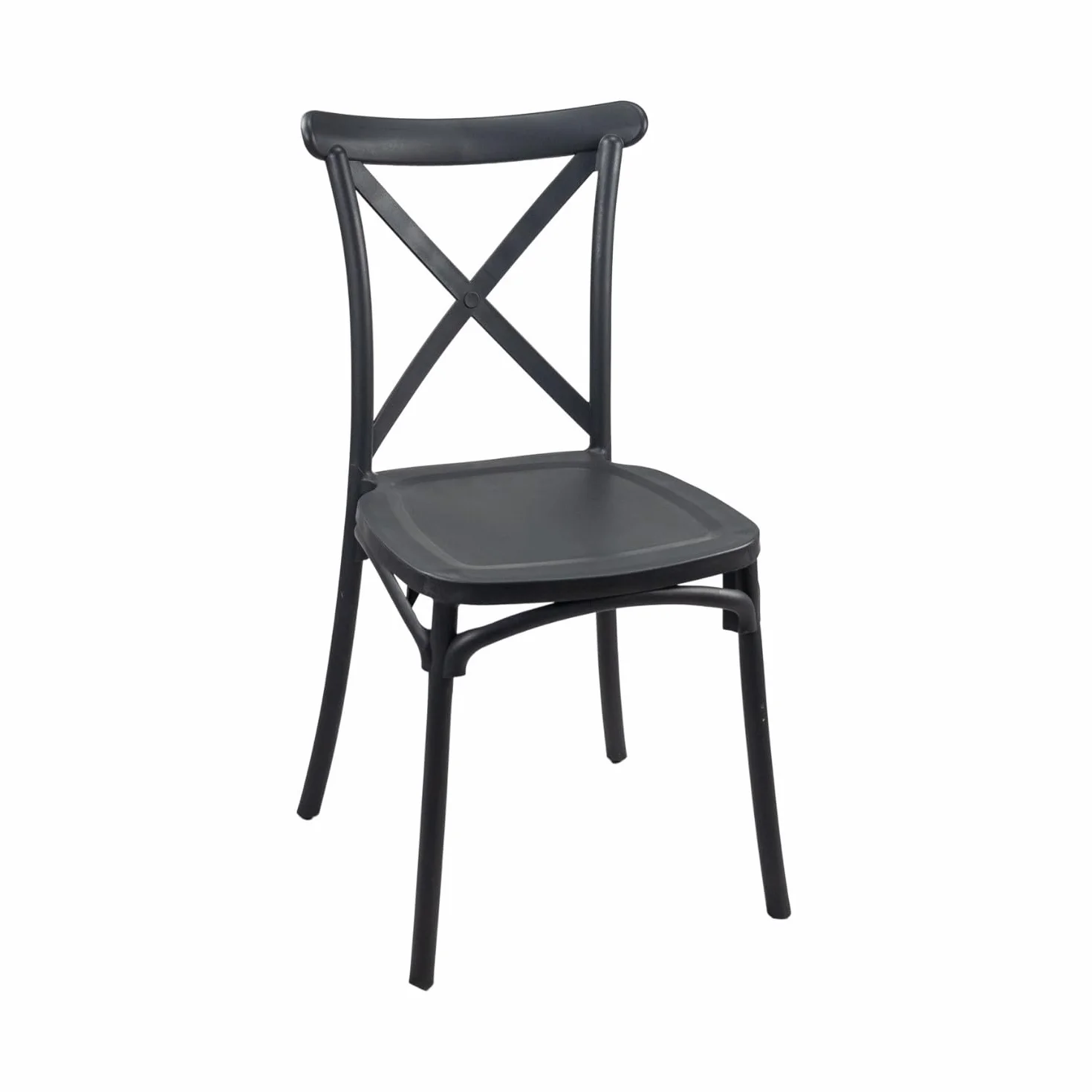 7H SEVEN HOUSE Silla para Catering Apilable Charlotte, Fibra de Vidrio, Gris Oscuro, 50x44x87.5cm