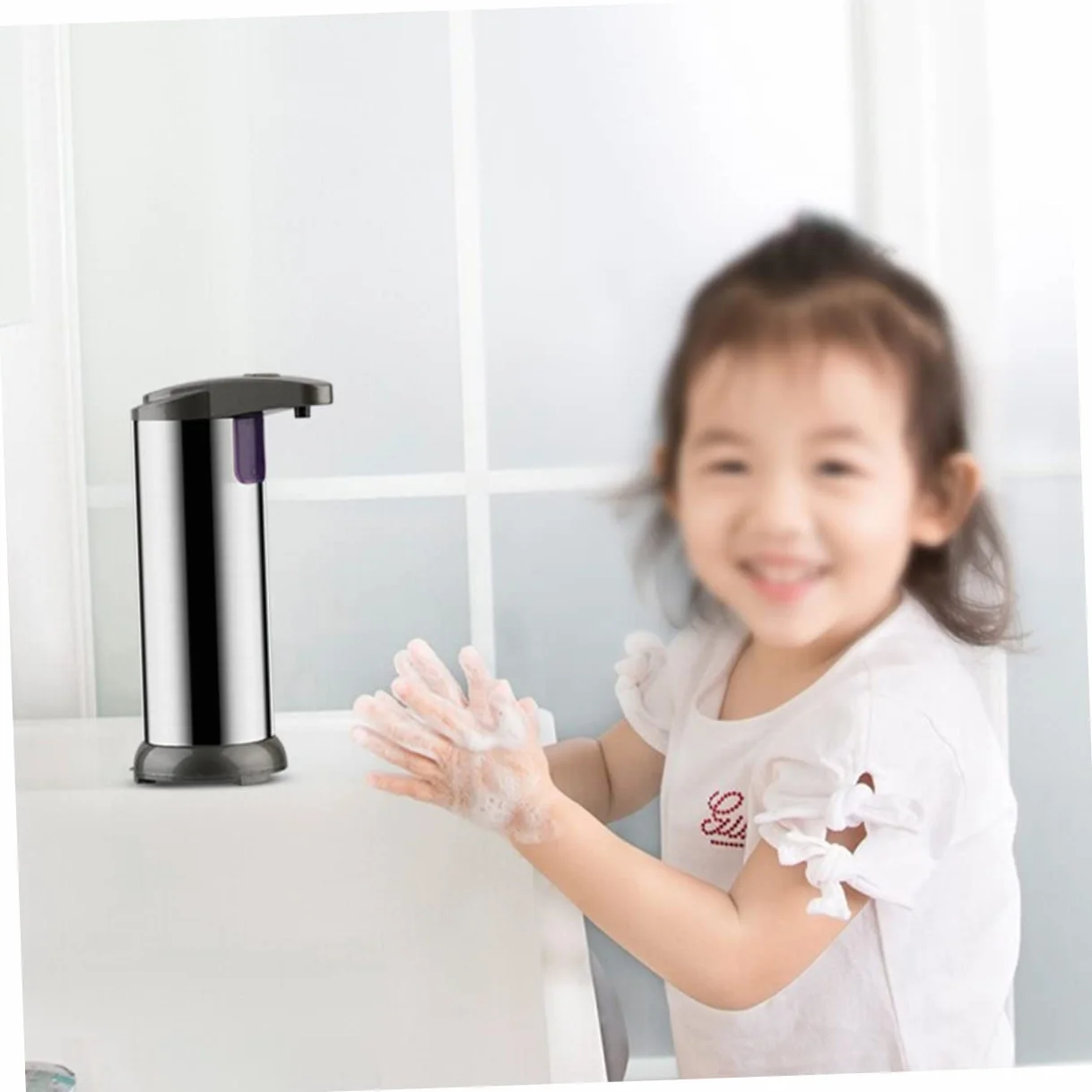 Cabilock Dispensador De Jabón Automático Sensor De Acero Inoxidable Dispensador De Jabón Sin Contacto para Cocina Baño para Uso Doméstico y Comercial