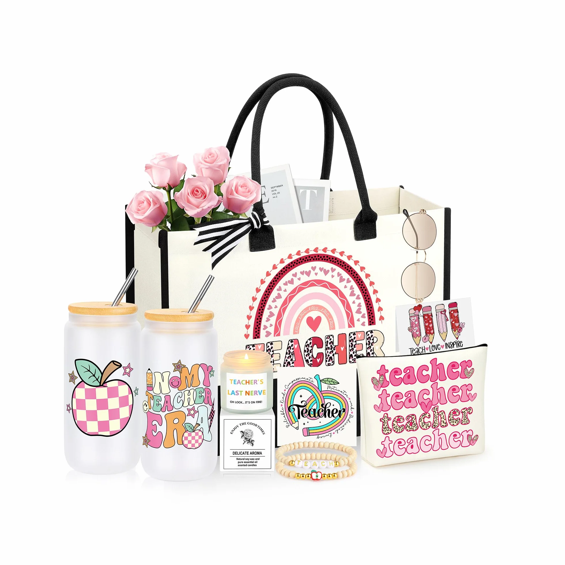 Regalos de agradecimiento para profesores para mujeres, Navidad, día de San Valentín, regalos de agradecimiento para profesores de estudiantes, cesta de ideas de regalo para profesores de