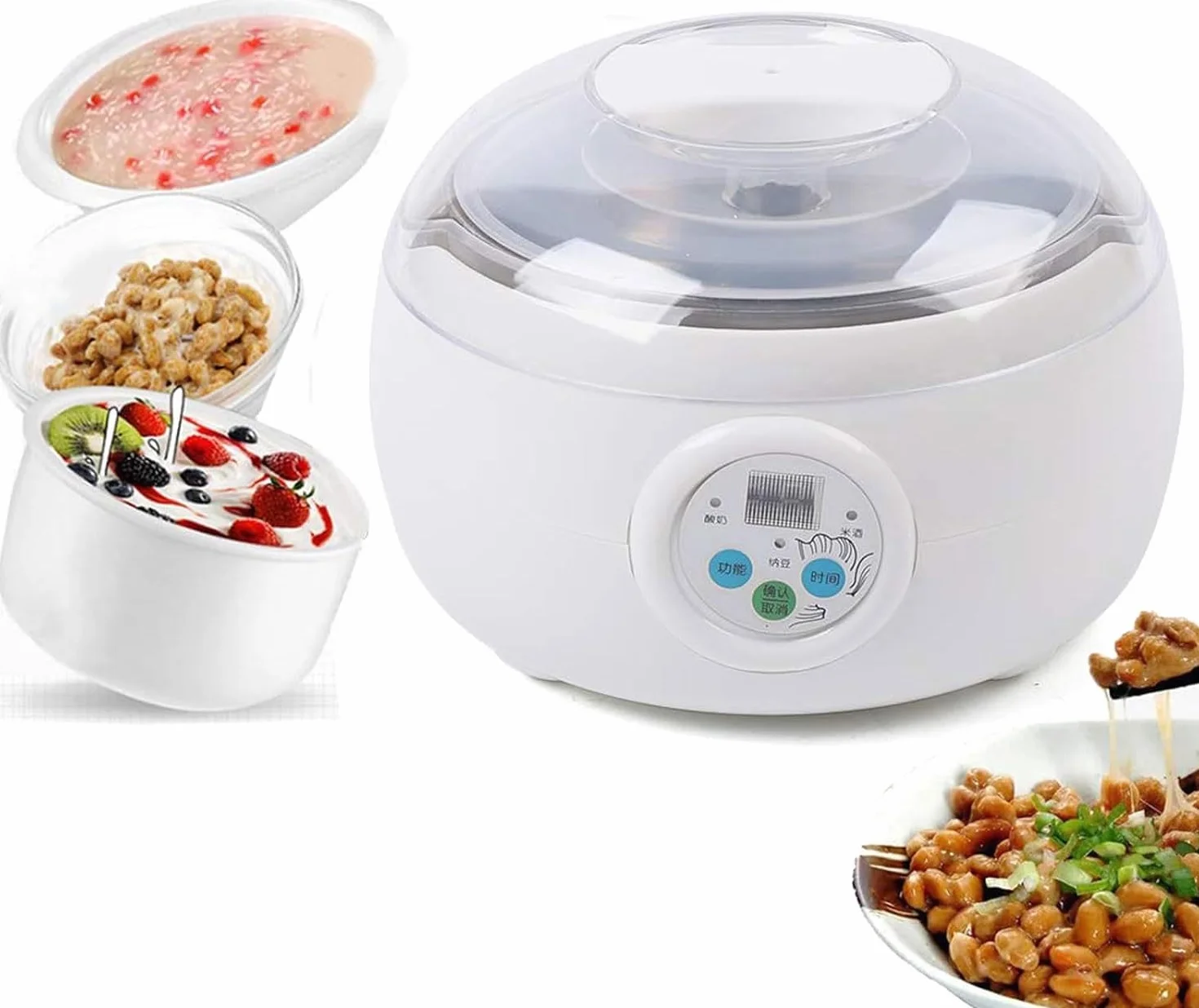 Máquina eléctrica de fermentación de Natto, vino de arroz, yogur, máquina de fermentación de Natto inteligente de 1,5 l, control de temperatura constante,for yogur orgánico casero, fabricante de queso