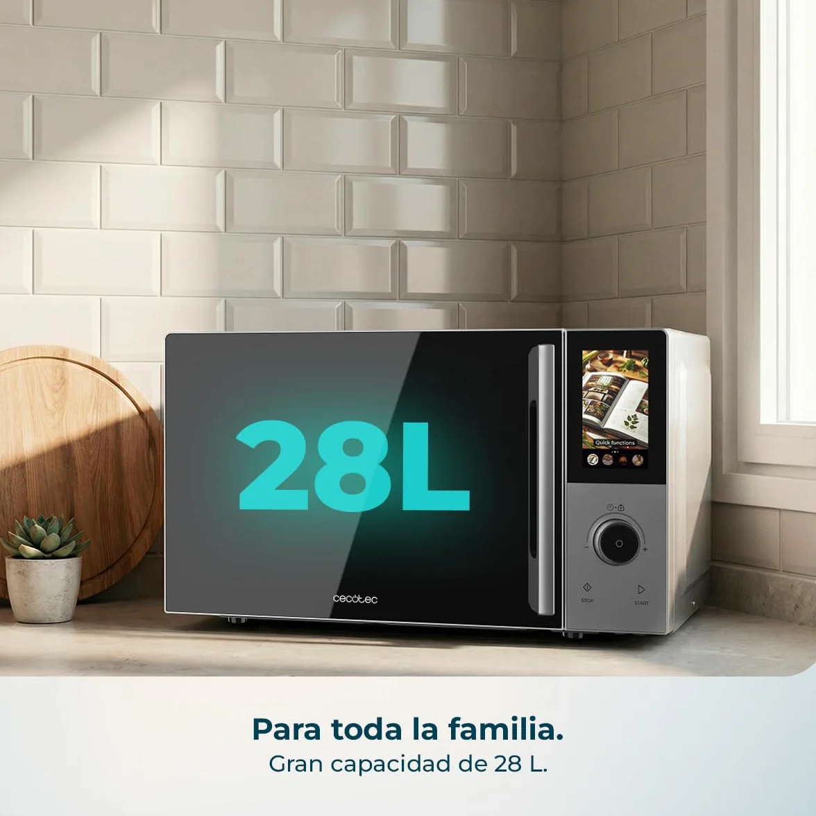 Cecotec Microondas Digital Táctil Convección y Grill 28L 900W 1200W 2200W 8 Programas