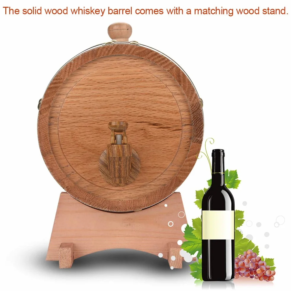 Barril de Vino de Madera de Roble de 3 Litros, Dispensador de Tequila Whisky Bourbon para Whisky Tequila Bourbon, Almacenamiento de Whisky de Roble Envejecido Pieza Central de