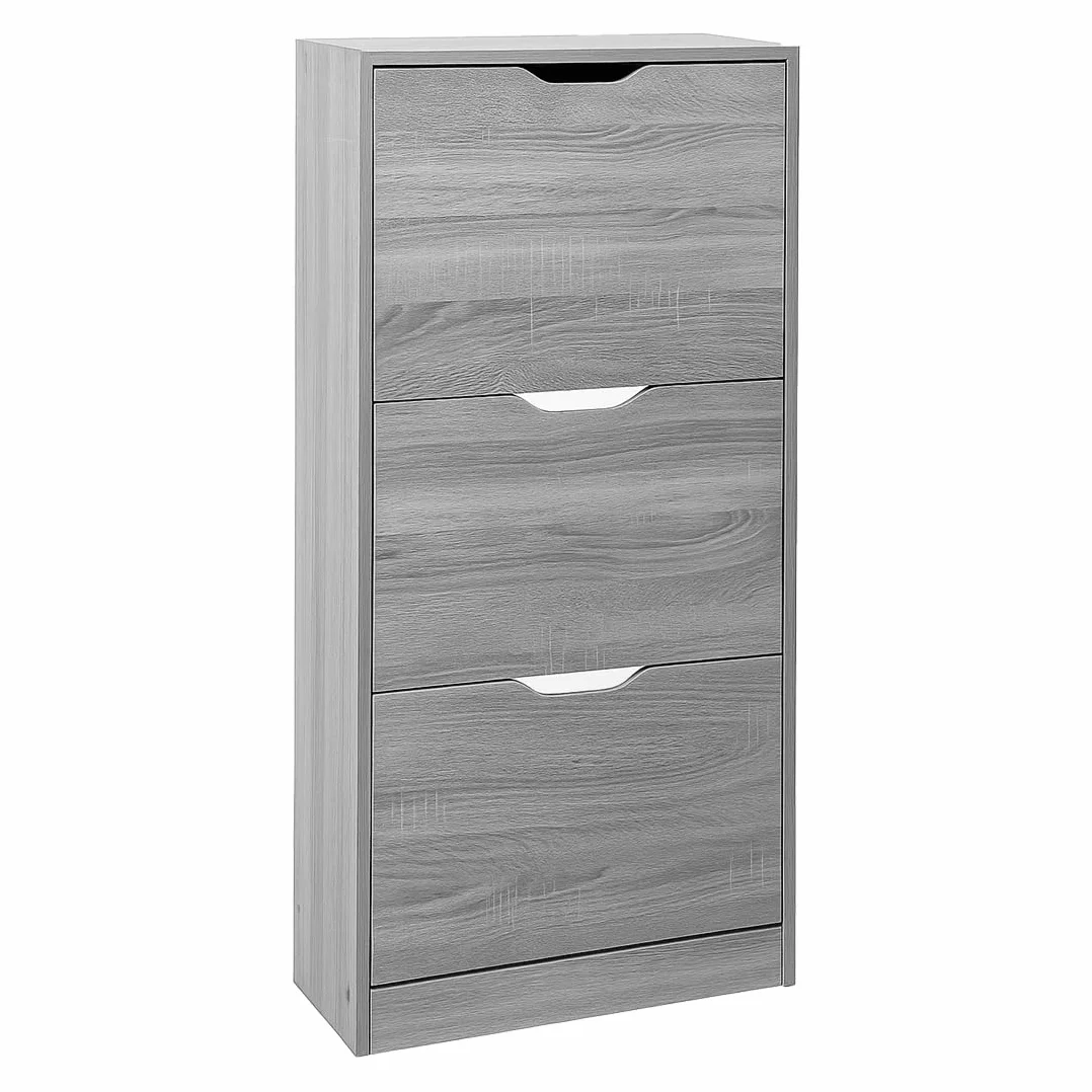 Acomoda Textil - Zapatero 3 Niveles de Madera, Amplio, Resistente y de Fácil Instalación 119,5X60X23,3 cm. Organizador de Zapatos Moderno, Fácil Montaje y Robusto (Gris)
