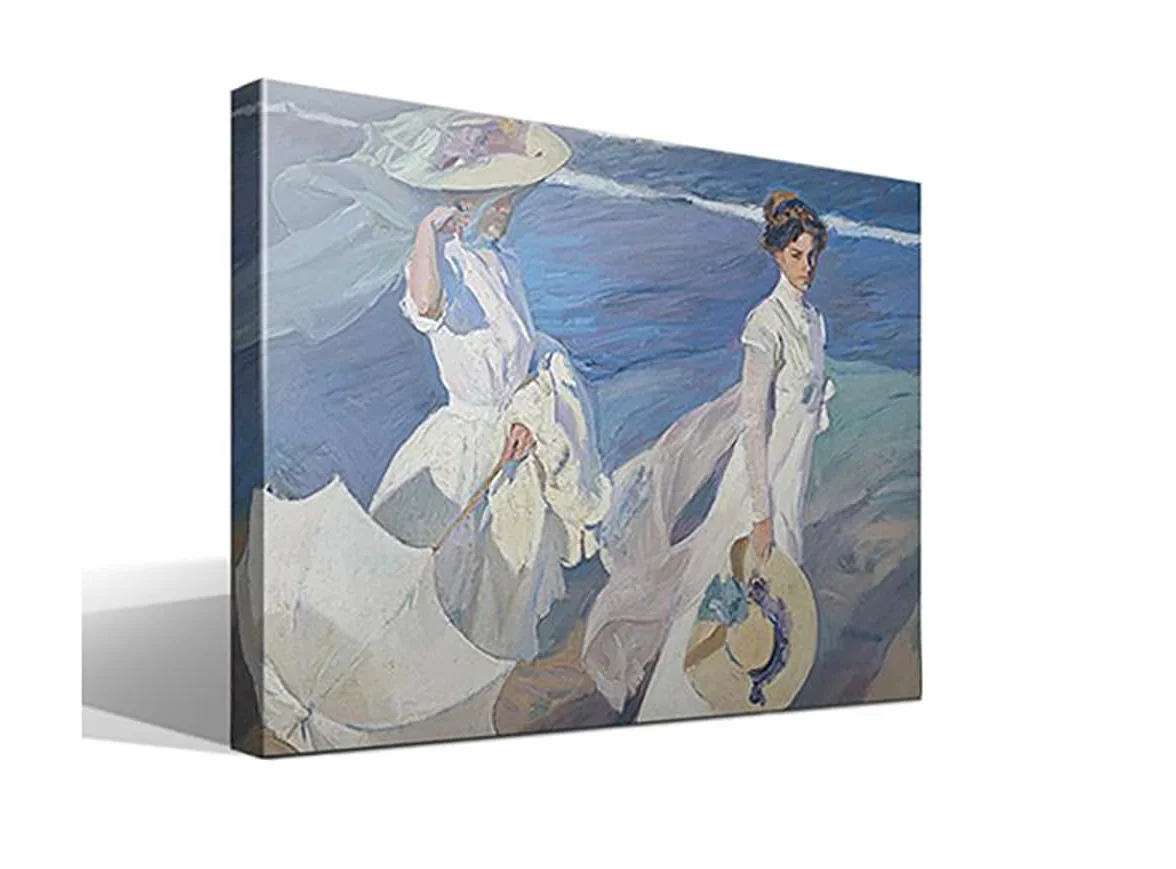 Paseo a la Orilla del Mar | Joaquín Sorolla | Luminismo | Cuadro Canvas Wall Art | Impresión Giclée lienzo algodón puro | Bastidor 3cm | 55x75cm