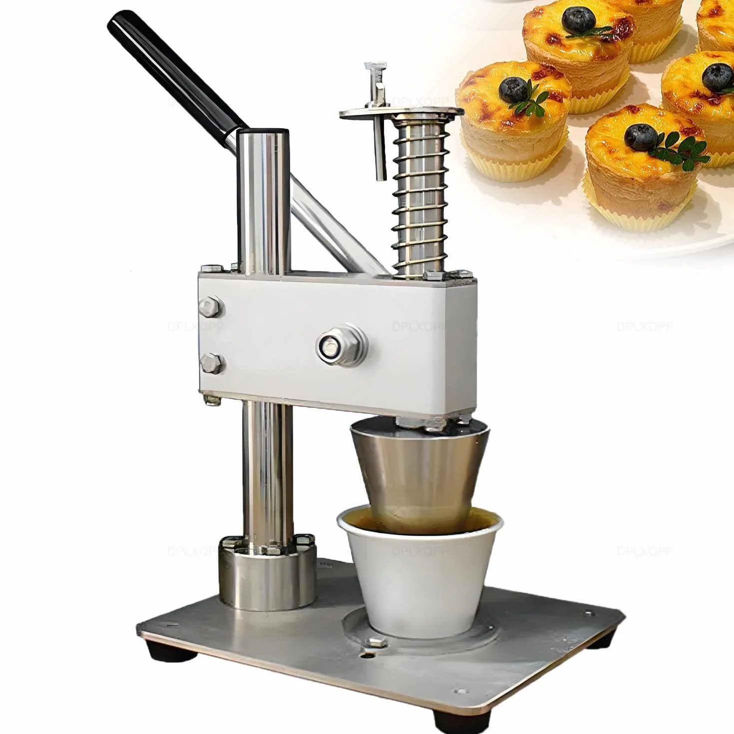 Máquina de prensa de tartas de huevo comercial, herramienta manual de repostería con revestimiento antiadherente, base resistente para conchas uniformes, magdalenas, bases de pastelería