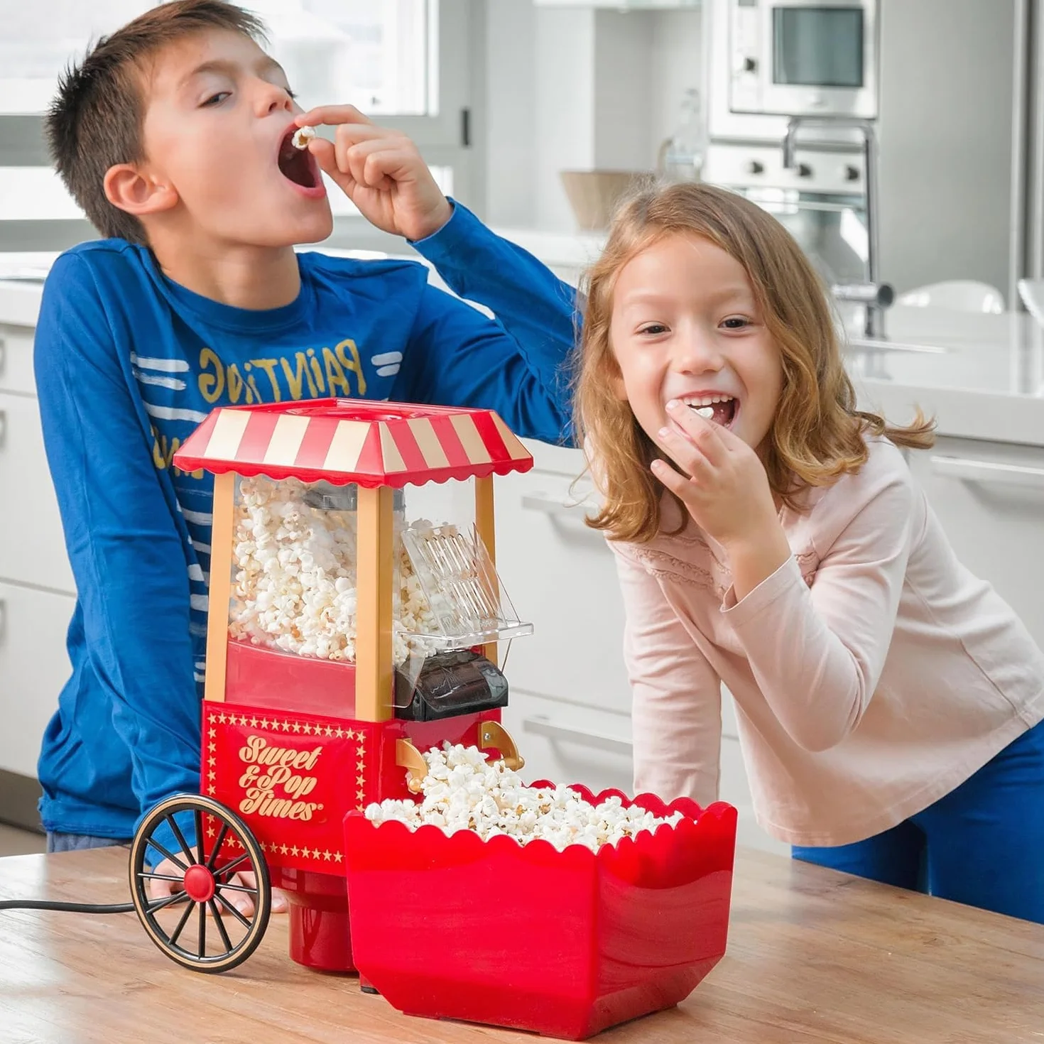 SA Products Máquina para hacer palomitas de maíz de carnaval, máquina para hacer palomitas de maíz Nostalgia, máquina para hacer palomitas de maíz con aire caliente de noche de película, máquina
