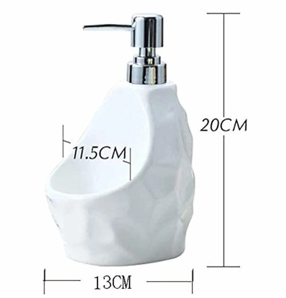 Dispensador de Ducha Dispensador De Jabón Dispensador con Soporte para Esponja, Dispensador De Jabón para Platos De Cerámica, Botella con Bomba Y Soporte para Esponja Dosificador de Jabón Dispensador