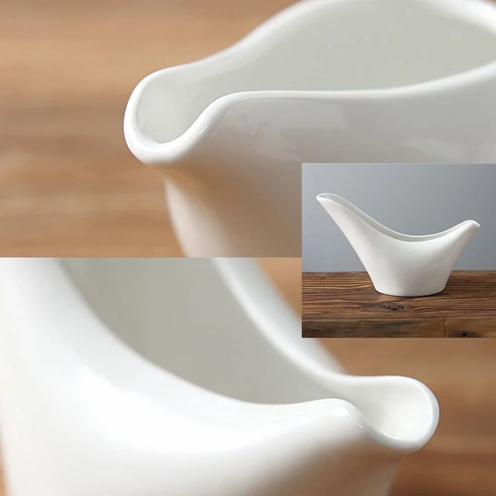Barco de salsa fácil de verter Gravy Boats Leche Jugs Carne de res Filete Jugo Cubo Bucket Sauce Placa Vajilla Accesorios de Café para servir aderezo para ensaladas, caldo, pimienta negra ( Size : L )