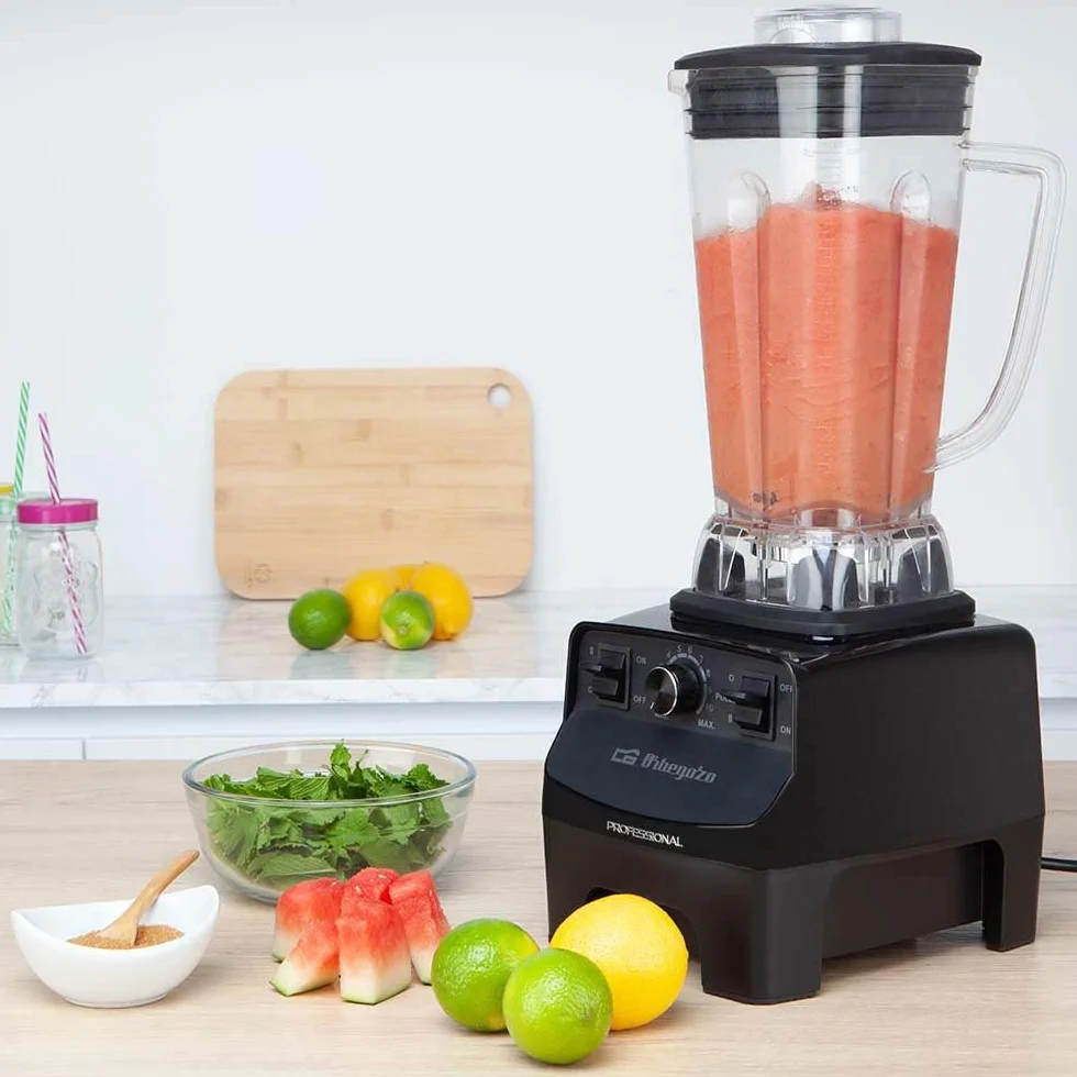 Orbegozo BV 9650 A Batidora de vaso profesional, motor AC de cobre de alto rendimiento, vaso 2L de tritán libre de BPA, 30.000 RPM, 1500W, regulador electrónico potencia, cuchilla INOX