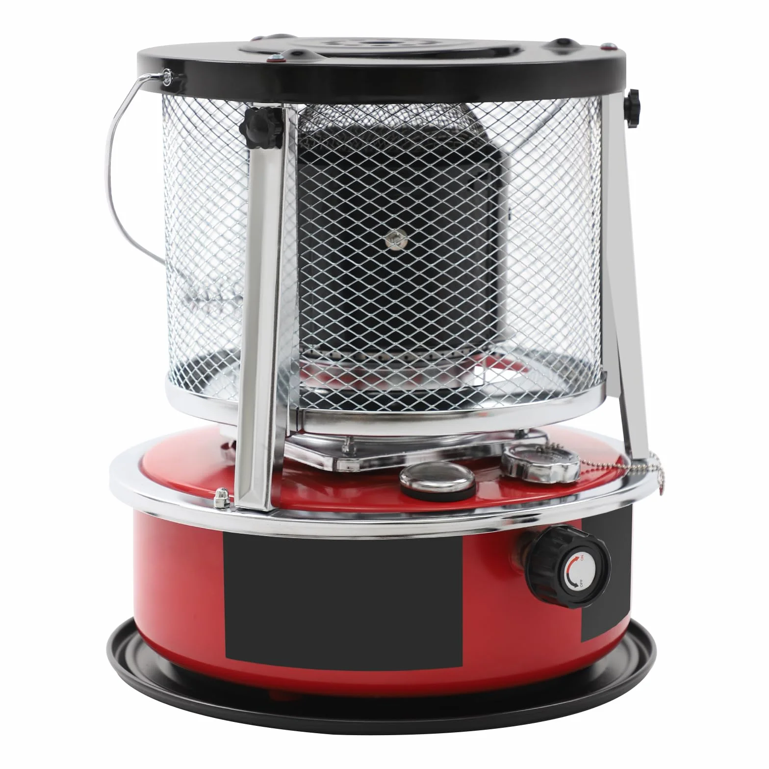 Calentador portátil de queroseno 8000 BTU plegable, color rojo, superficie de calentamiento 15-18 m², 3-5 personas | Depósito de 5,2 l. Duración aprox. 18 horas, plegable a 33 x 34 cm, para taller, camping y exterior