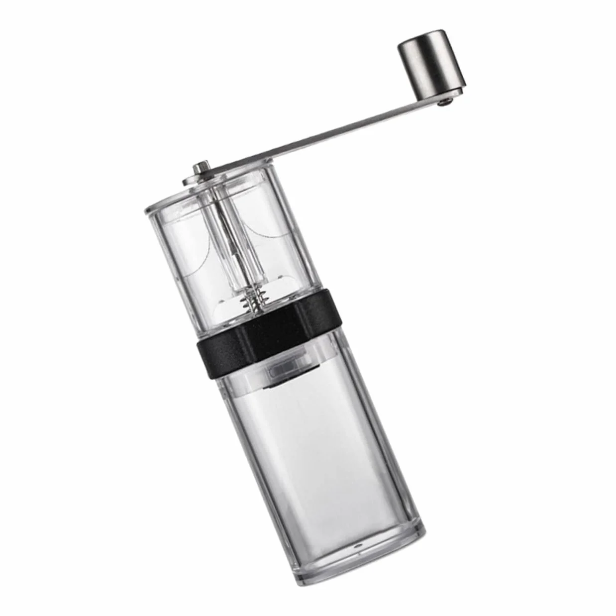 Molinillo de Café Manual Portátil Ajuste de Grosor | Acrílico y Núcleo Cerámico, Tapa de Silicona, para Camping y Oficina, también Apto para Especias y Granos