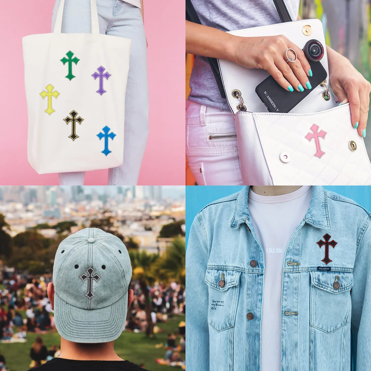 22 parches de cruz, parches para planchar o coser, parches de hierro para jeans, sombreros, camisas, chaquetas, mochilas