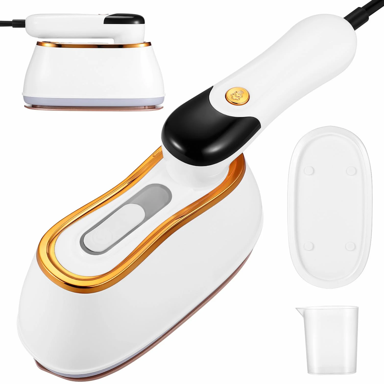 HEALLILY Plancha de Vapor Portátil de Mano, Máquina de Planchar de Mano Plegable, Pantalla Digital, Abs, 180ml, Mango Giratorio 180°, 4 Modos, Color Blanco, para Viaje y Planchado de Ropa