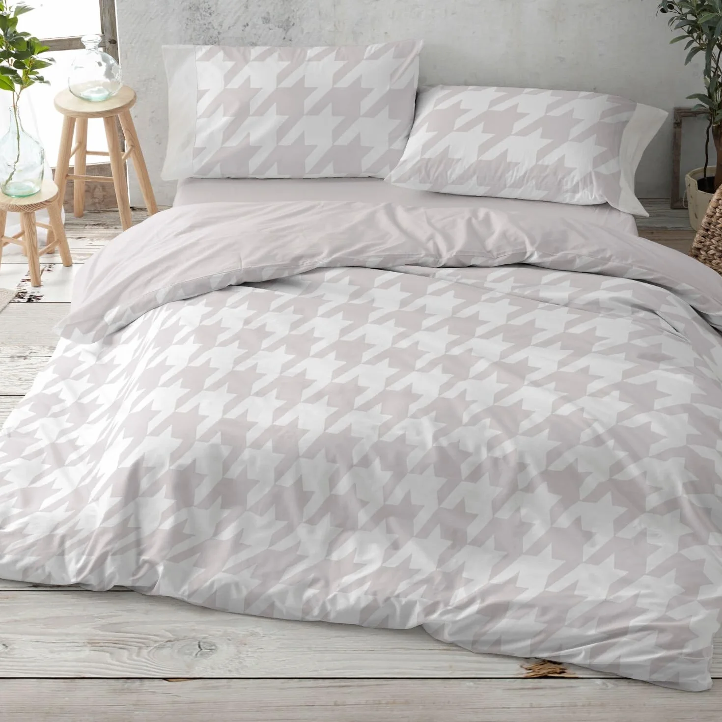 Burrito Blanco | Funda Nórdica 100% Algodón Cama 135 Quarzo | Incluye Bajera y Funda de Almohada | 144 Hilos | Tacto Suave | Larga Duración | Fácil Planchado | Apto Secadora
