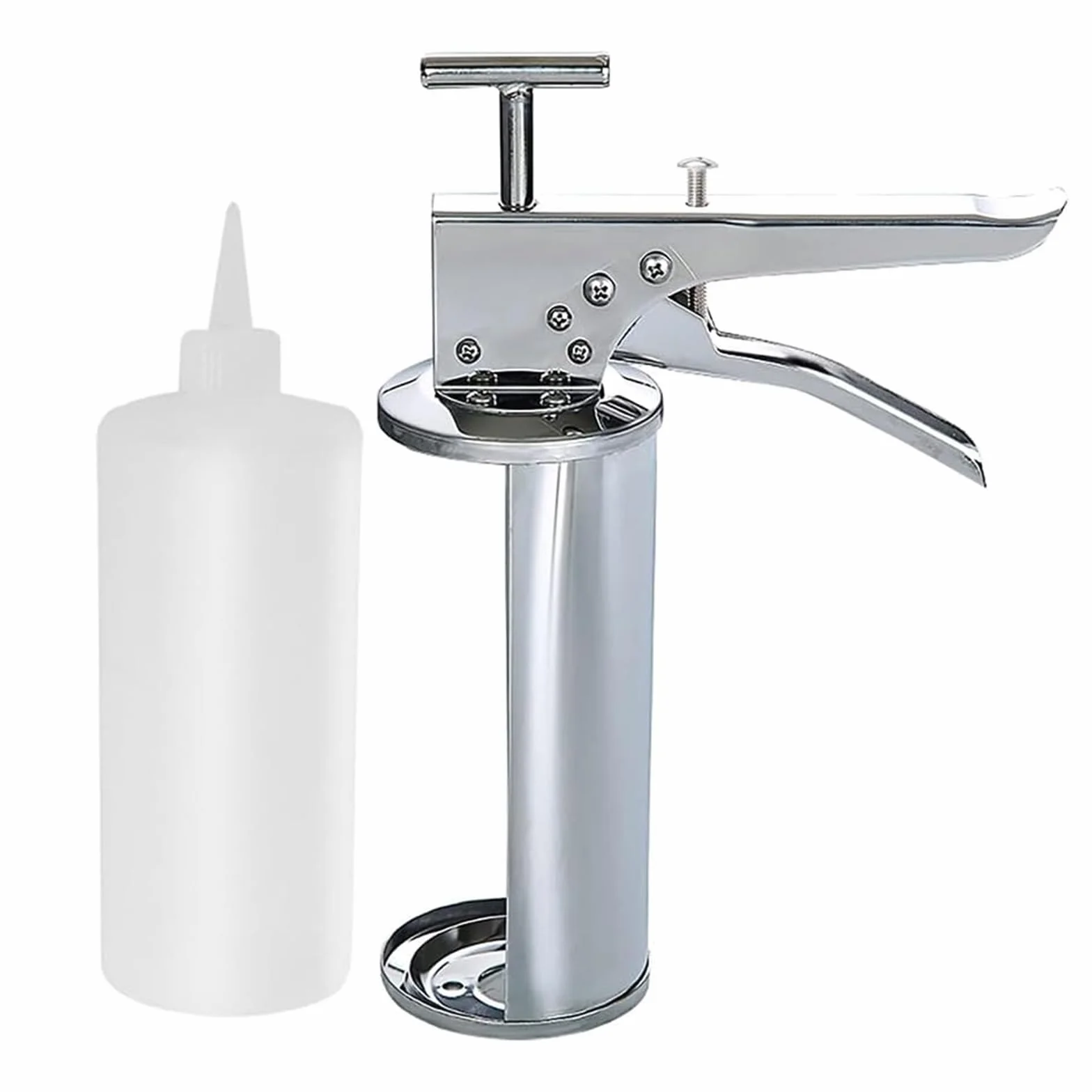 Pistola dispensadora de salsa, contenedor dosificador de acero inoxidable de 650 ml para cocina, ideal para tomate, ensalada y salsas de fresa, fácil de usar y limpiar