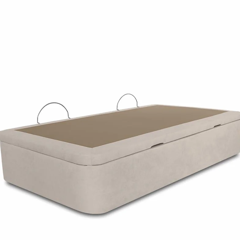 Ventadecolchones - Canapé Abatible Apertura Lateral Serena Gran Capacidad Tapizado en Tela Antimanchas Crudo Medidas 90 x 190 cm con Tapa con Borde en Tela + Tejido 3D