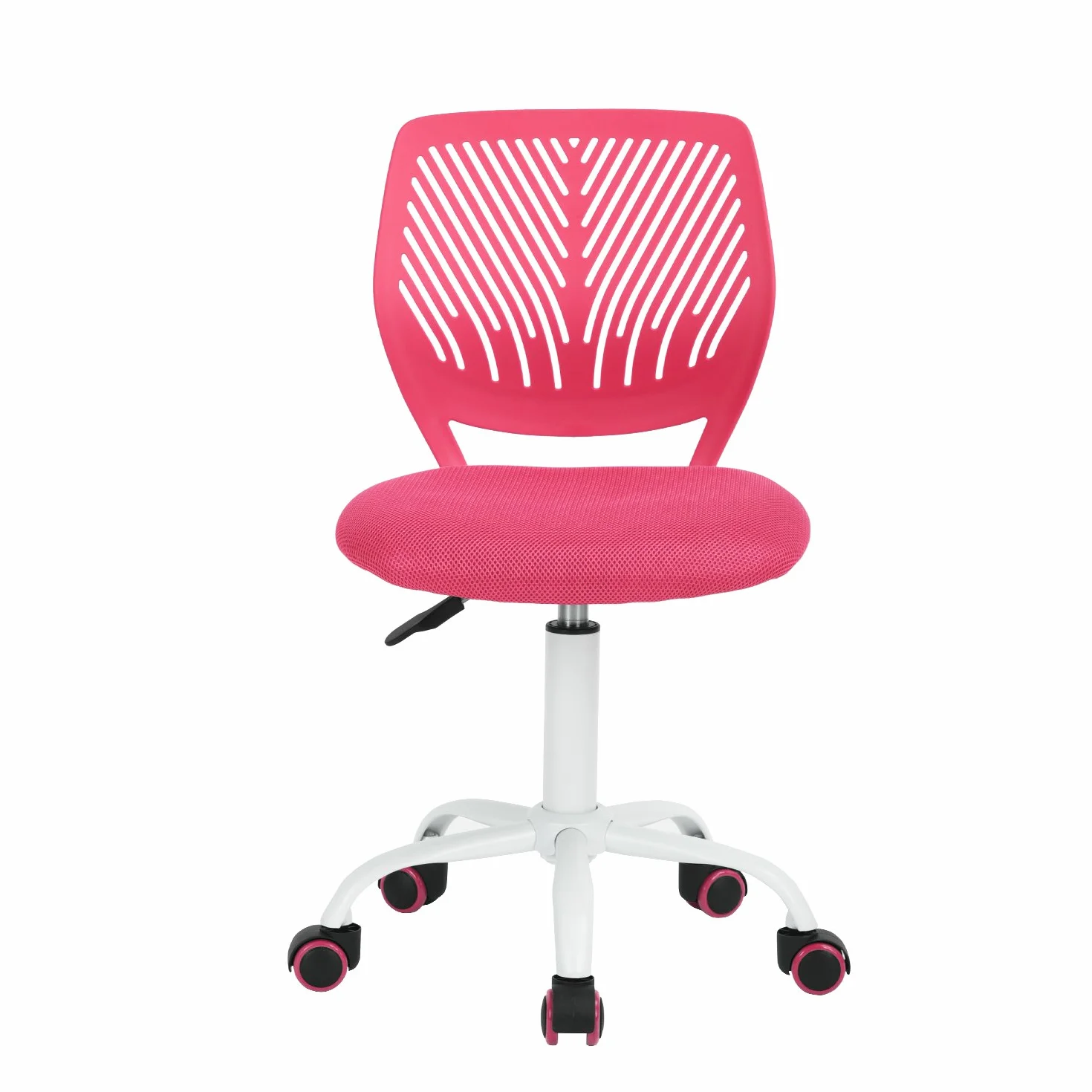 FurnitureR Silla de Oficina Adecuada para niños para Aprender en casa, Silla de Ruedas ergonómica Ajustable en Altura para jóvenes Estudiantes, diseño Rosa Vivo