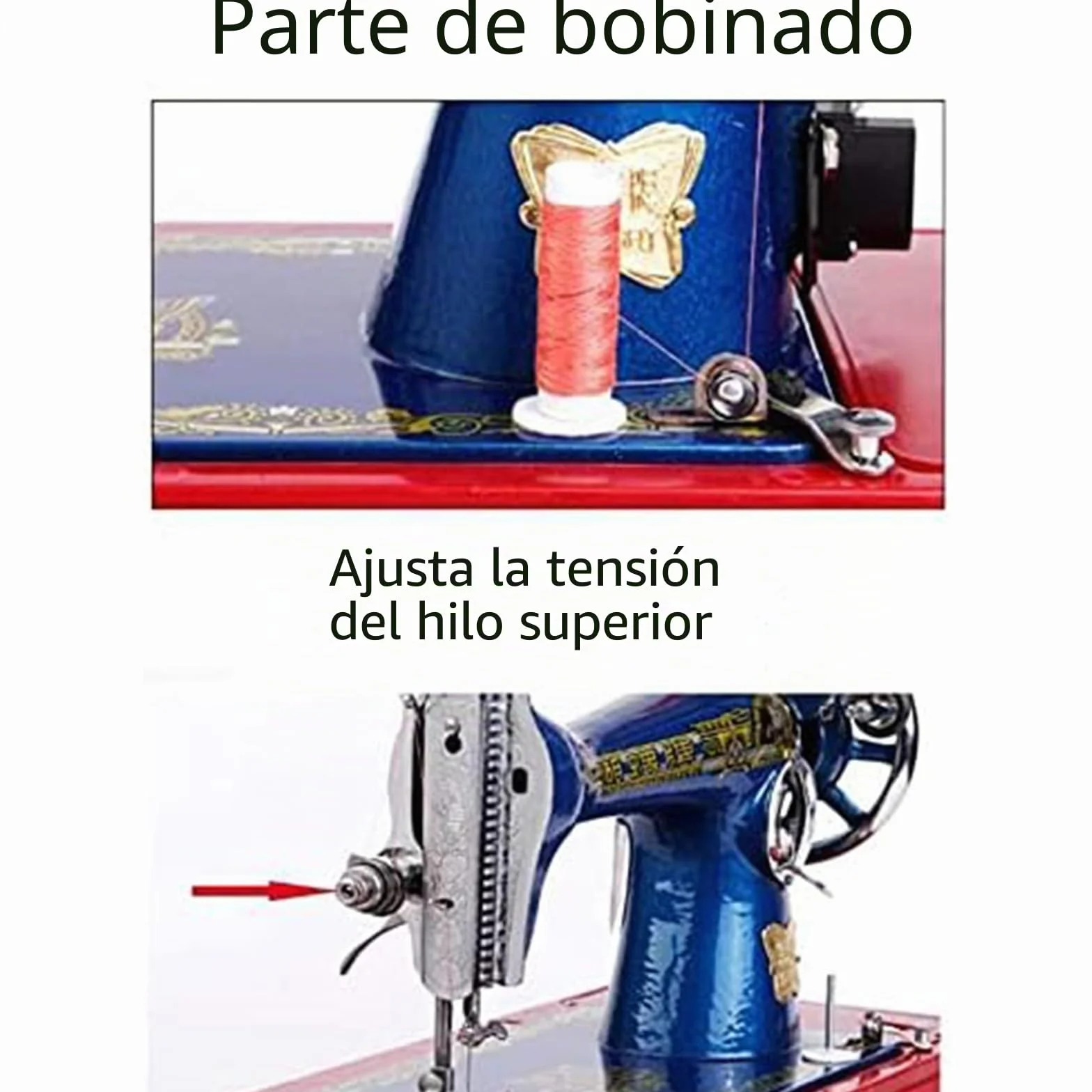 ZALIX Máquina De Coser Doméstica Antigua a Pedales, Eléctrica Pesada, A