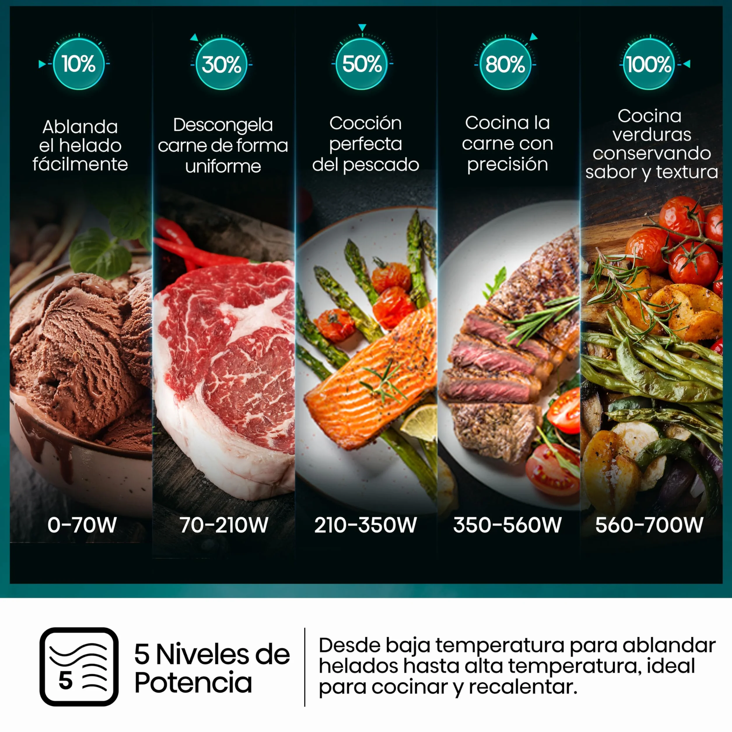 Hisense H20MOBP1HI Microondas 20L 700W Inverter Expert Descongelación Rápida Calentamiento Uniforme Revestimiento Cerámico