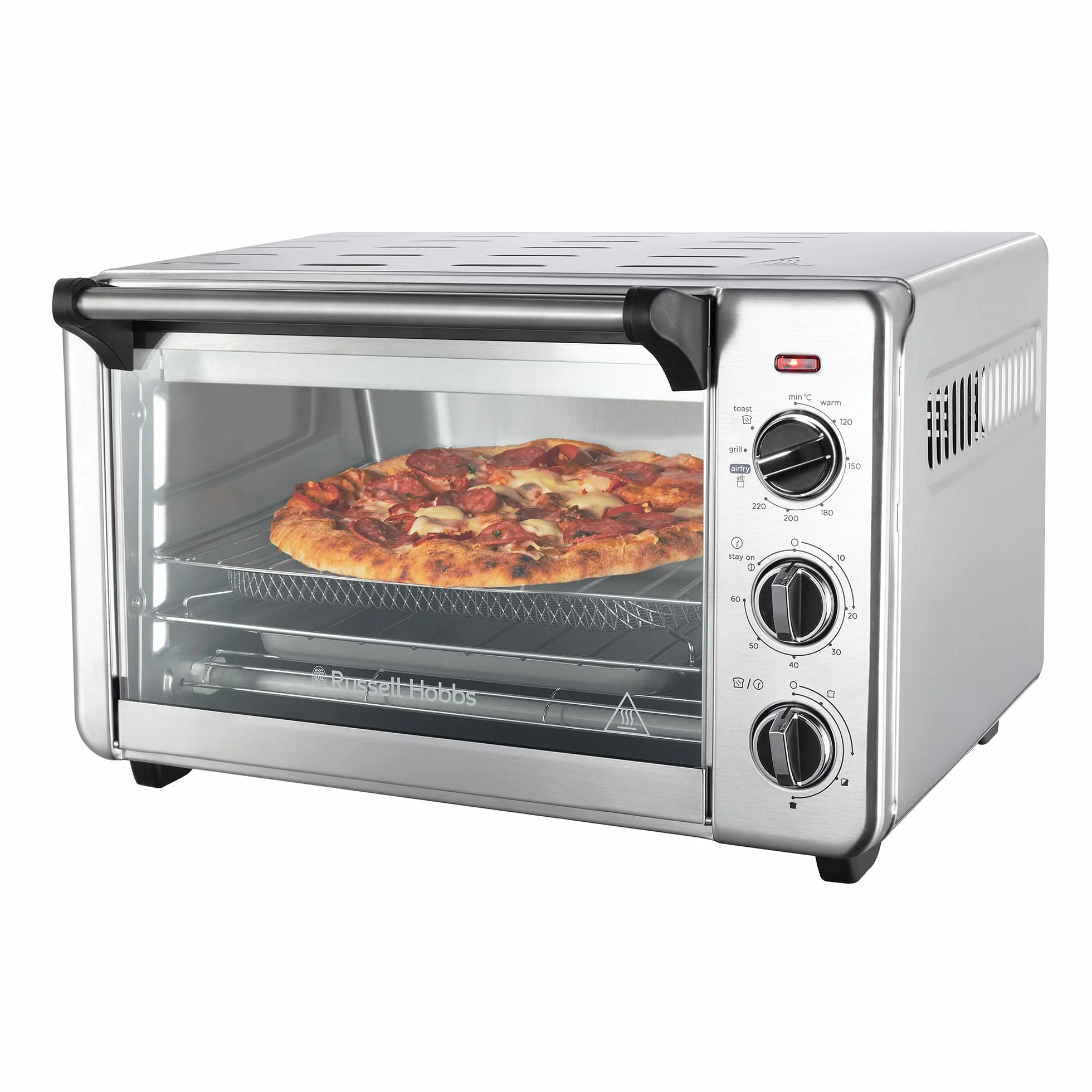 Russell Hobbs 26680-56 Mini Horno Eléctrico de Sobremesa, sin Aceite, 5 Funciones: Freír Sin Aceite, Hornear, a la Parrilla, Tostar y Mantener Caliente, 1500 W, Capacidad 12 L, Gris