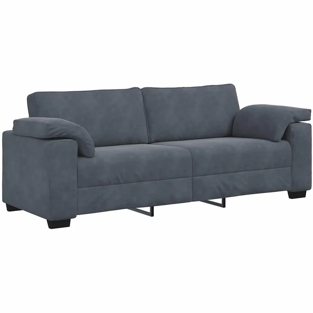 vidaXL Sofá de 3 plazas de Terciopelo Gris Oscuro 220x77x82 cm